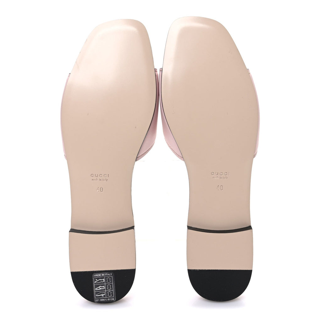 Gucci Cosmos Softy Calfskin Interlocking G Cut Out Slide Sandals 40 Pastel Pink