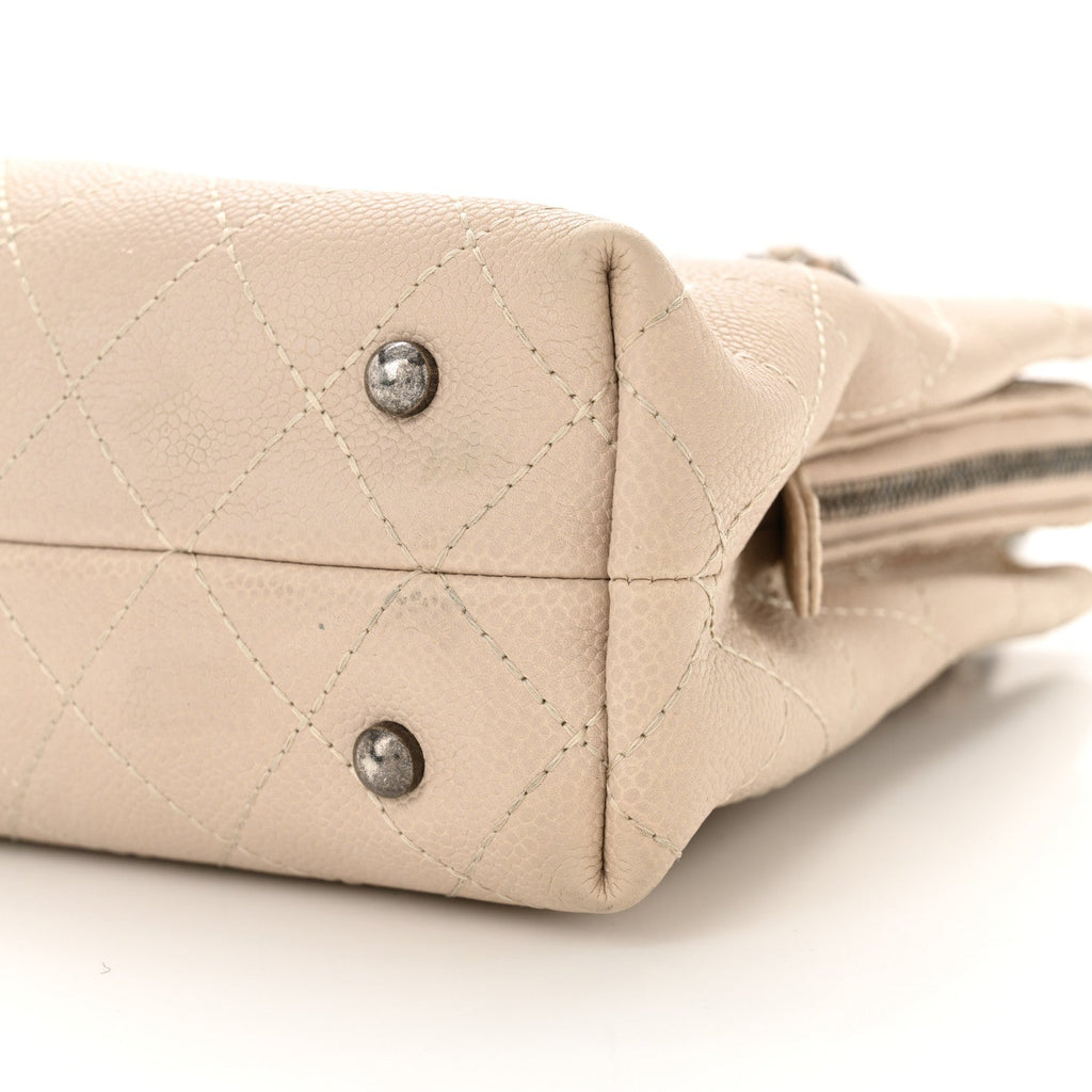 Chanel Grained Vegetal Calfskin Small Urban Shopping Tote Beige