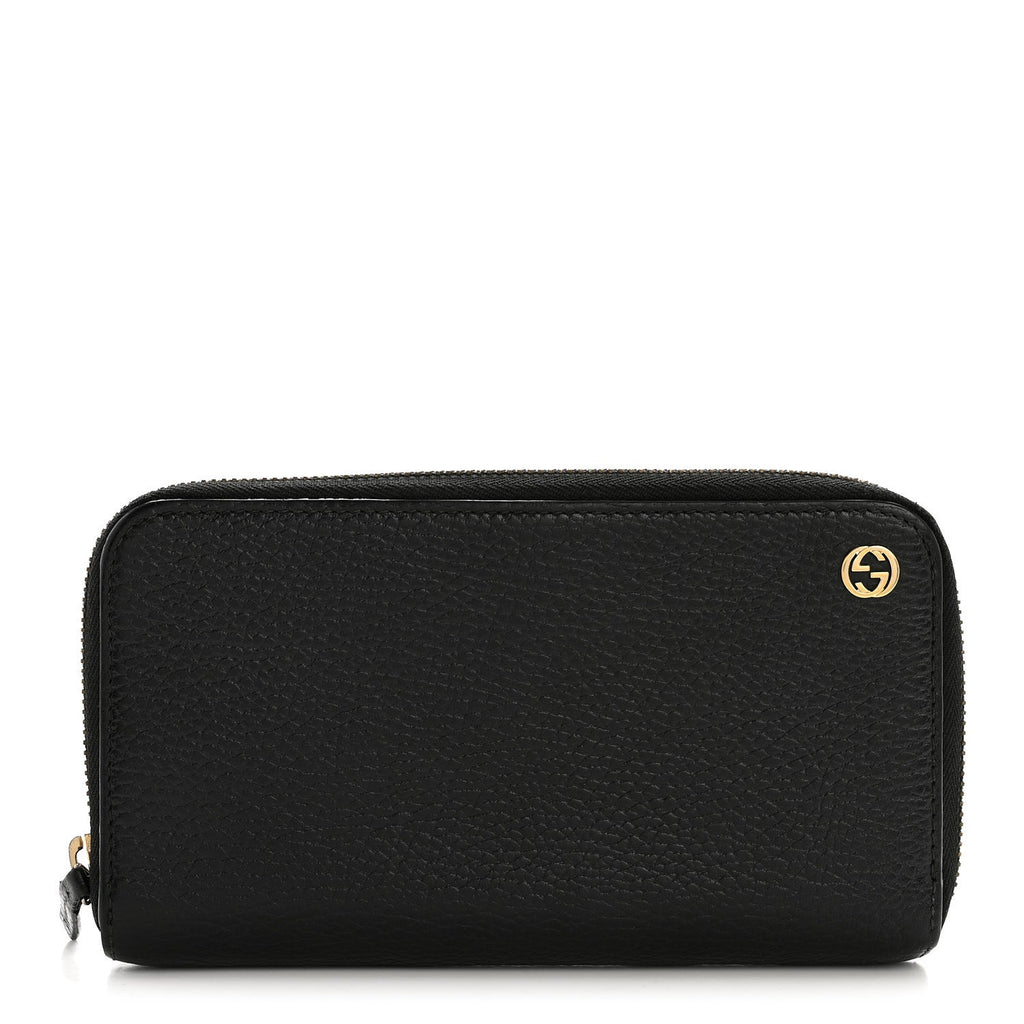 Gucci Dollar Calfskin GG Zip Around Wallet Black