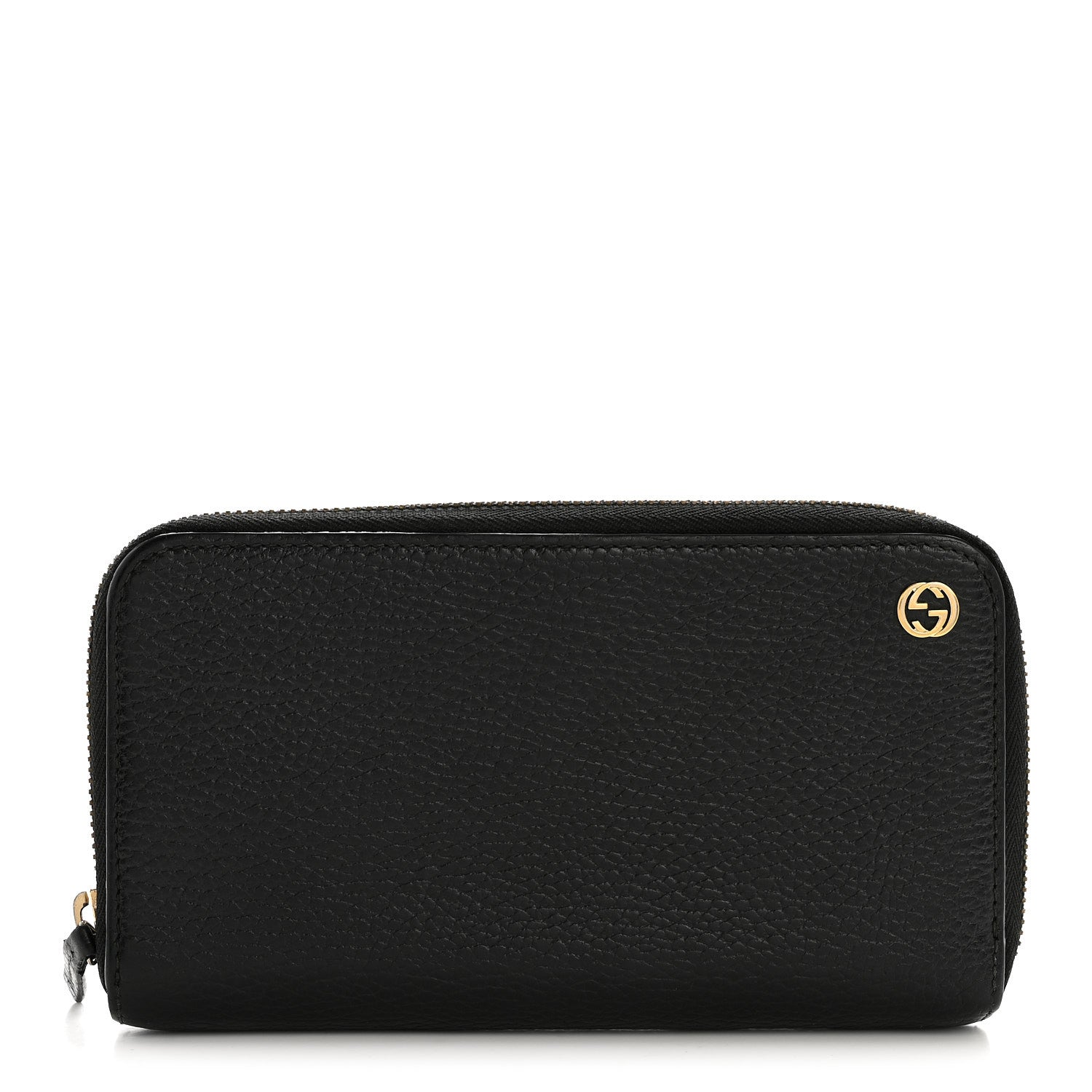 Gucci Dollar Calfskin GG Zip Around Wallet Black