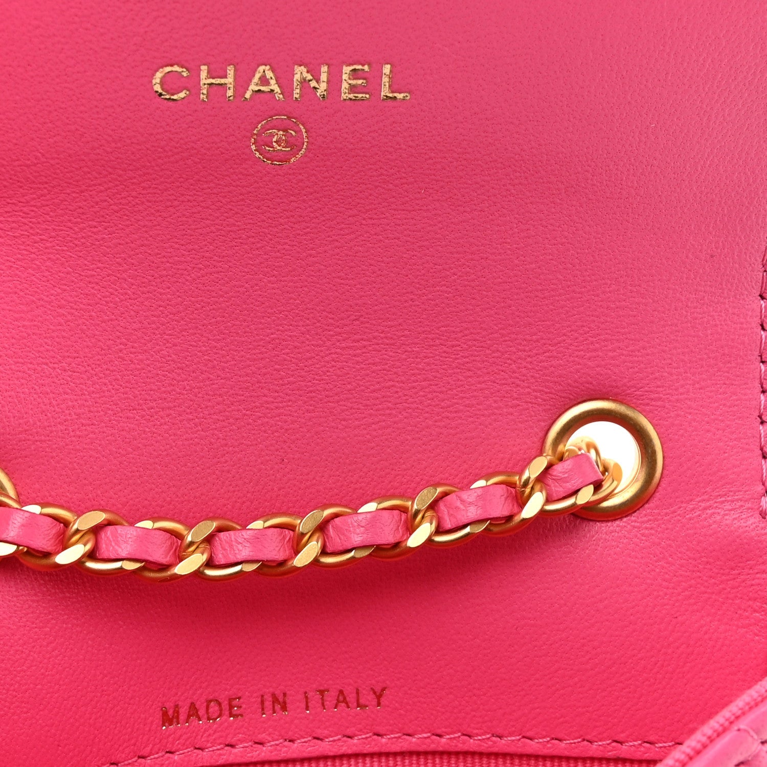 Chanel Lambskin Enamel Quilted Mini Chain Belt Bag Pink