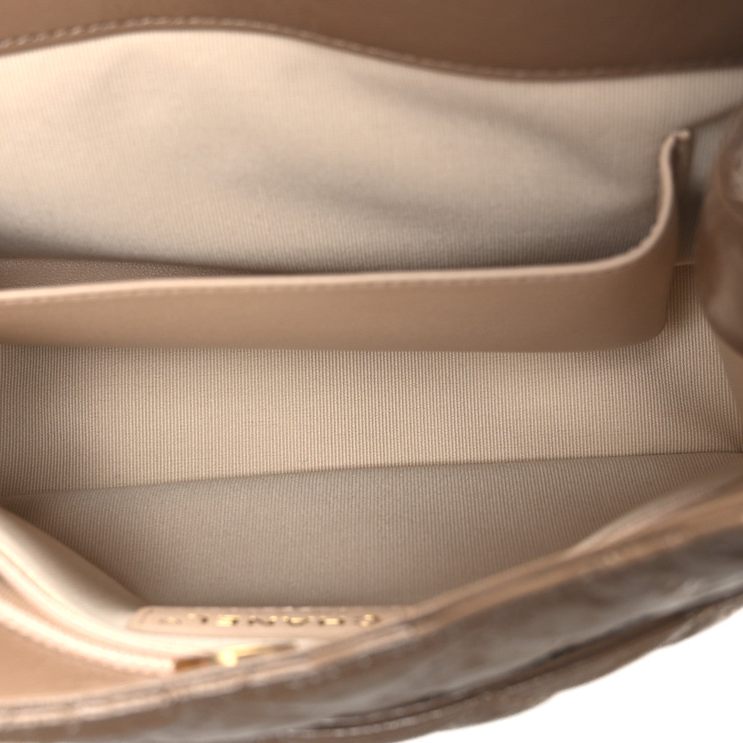 Chanel Shiny Crumpled Calfskin Quilted Wavy CC Hobo  Dark Beige