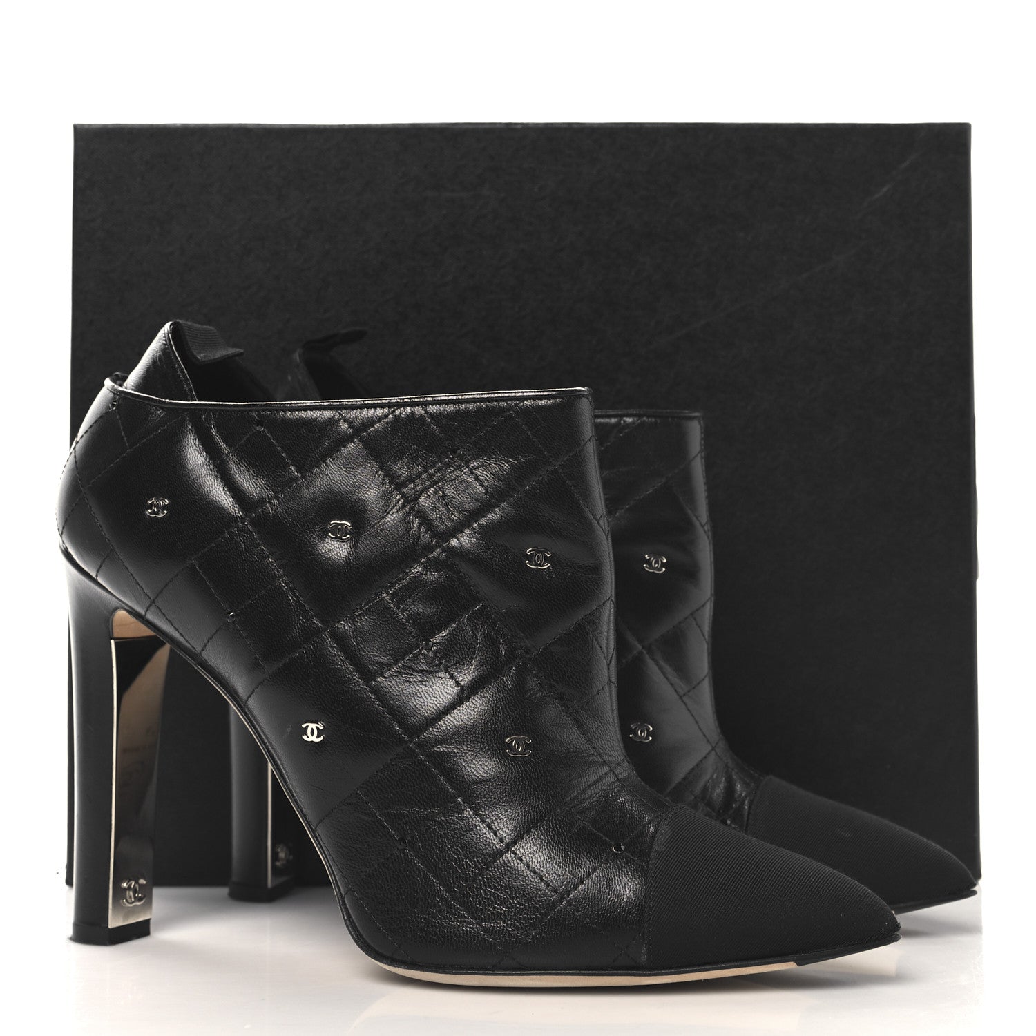 Lambskin Quilted CC Cap Toe Booties 41 Black