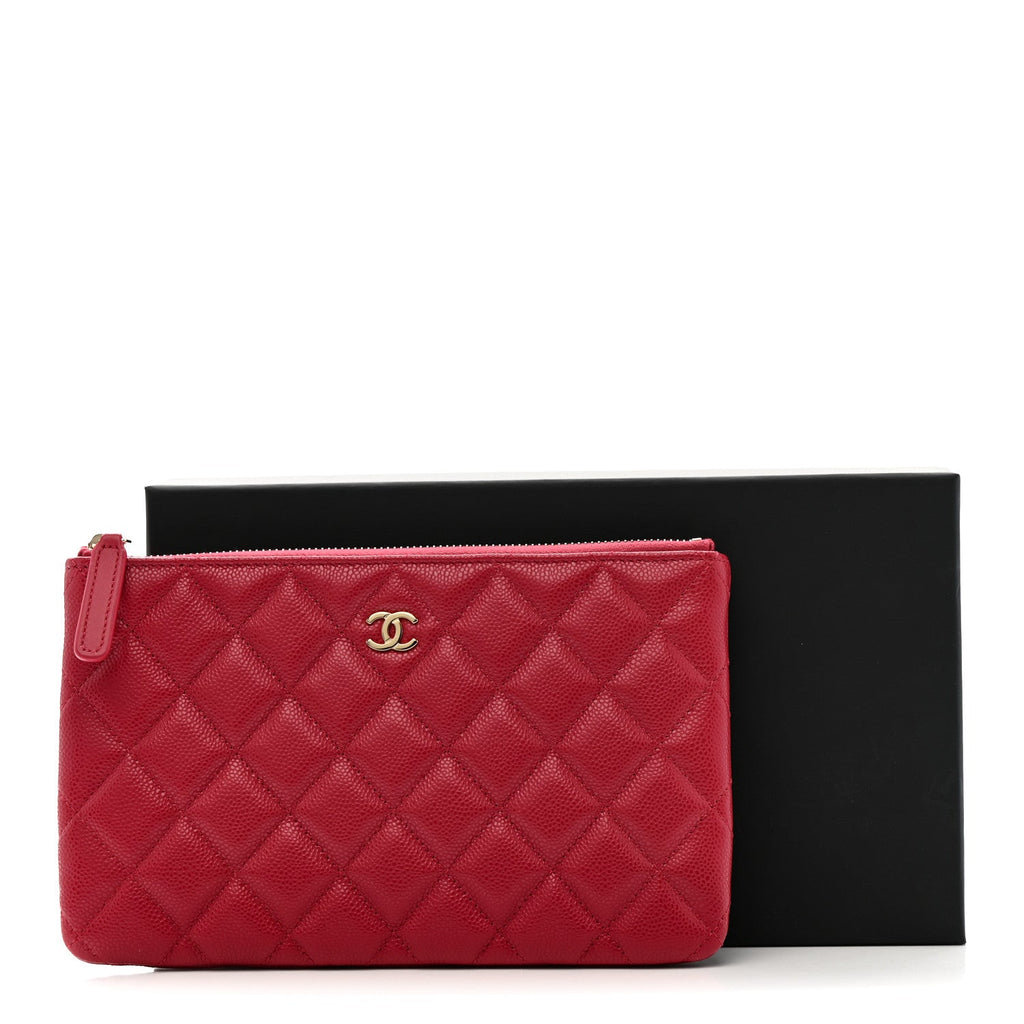 Caviar Quilted Small Zipped Pouch Pink