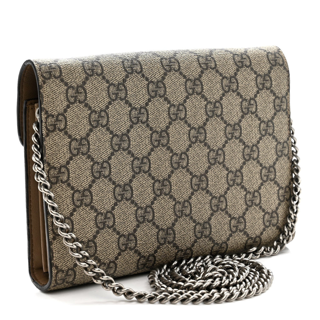 Gucci GG Supreme Monogram Mini Dionysus Chain Wallet Beige Taupe