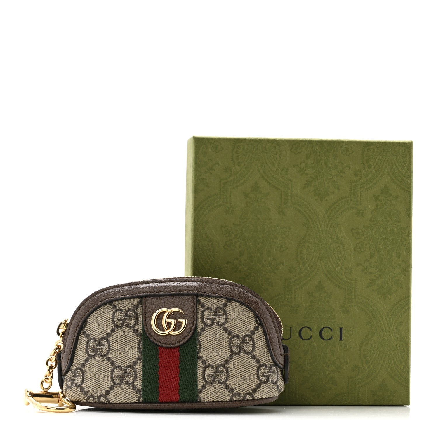 Gucci GG Supreme Monogram Web Ophidia Dome Key Pouch Beige New Acero