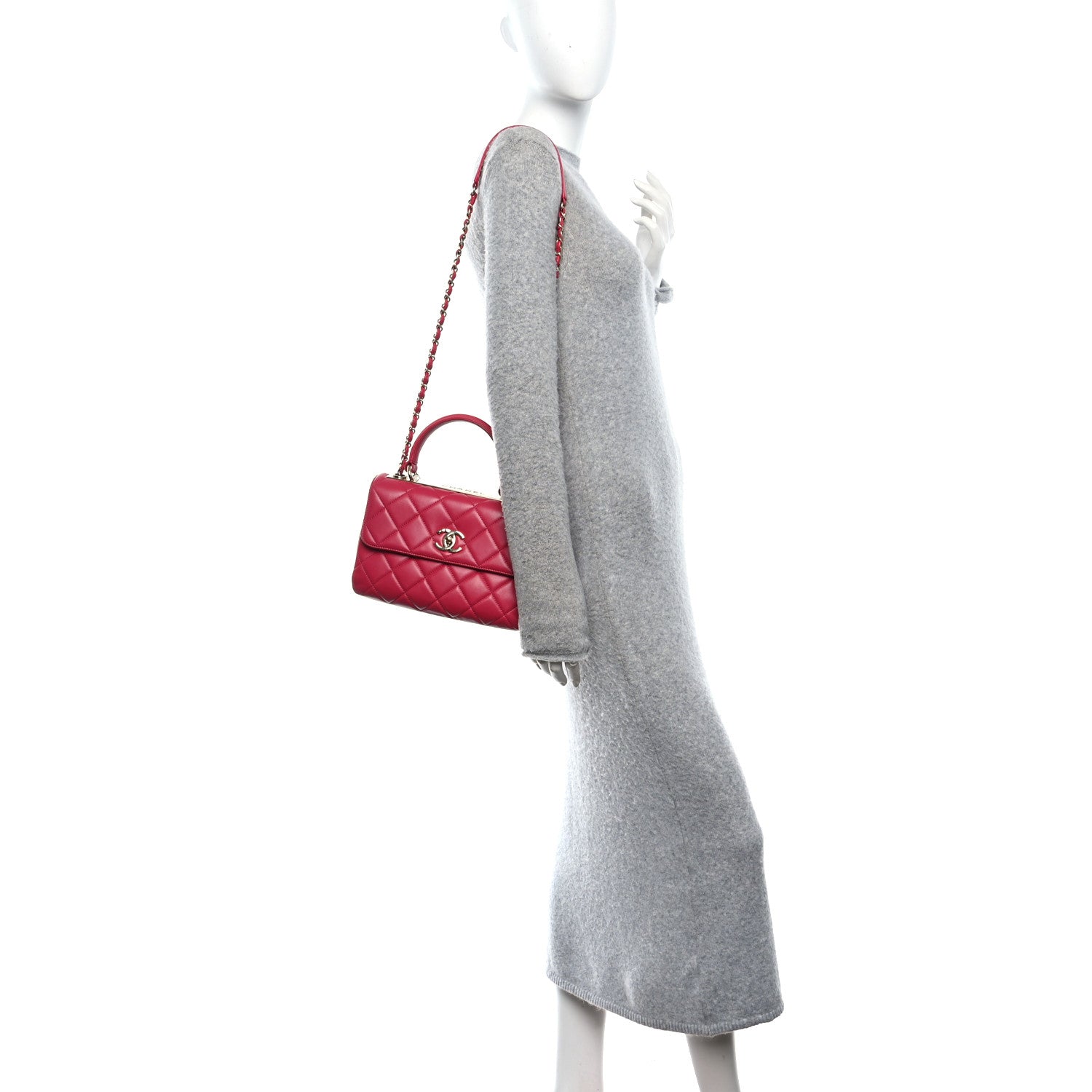 Chanel Lambskin Quilted Small Trendy CC Flap Dual Handle Bag Dark Pink