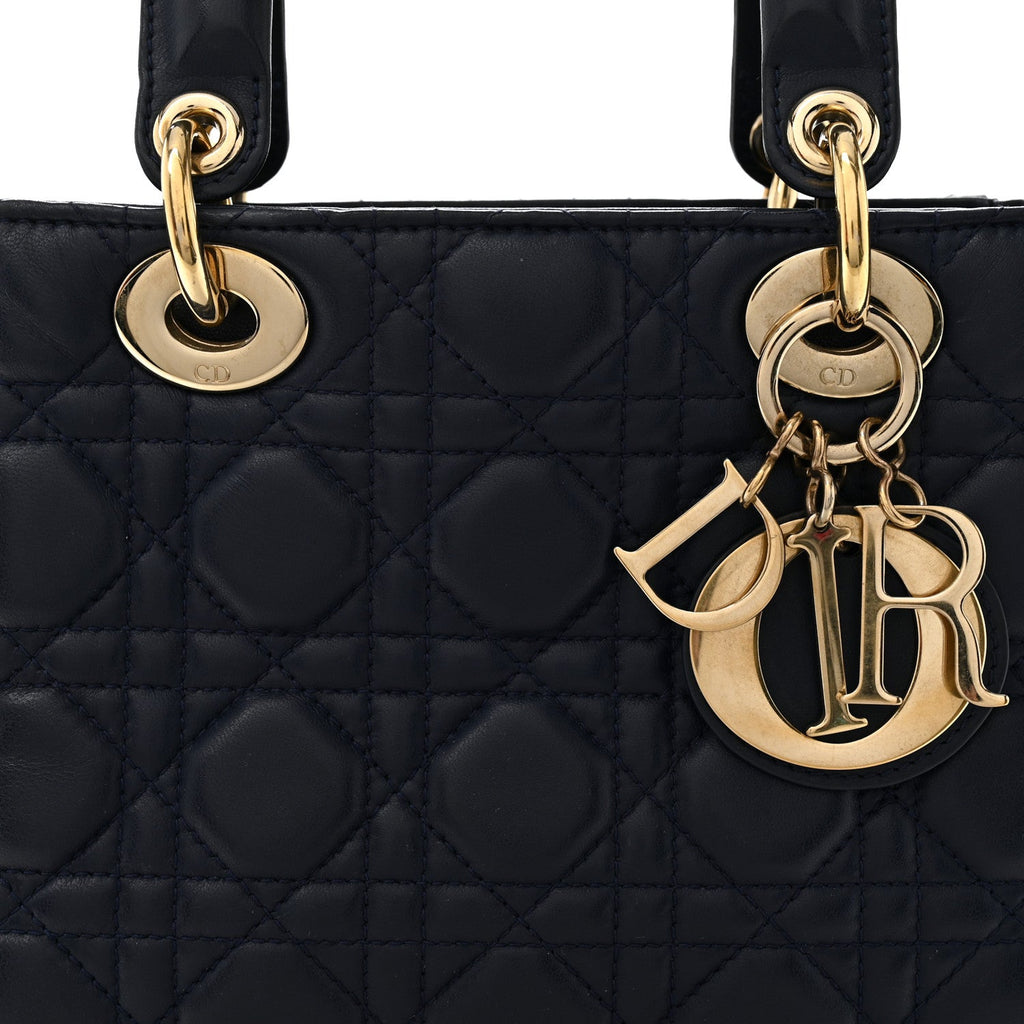 Christian Dior Lambskin Cannage Small Lucky Badges My Lady Dior Navy
