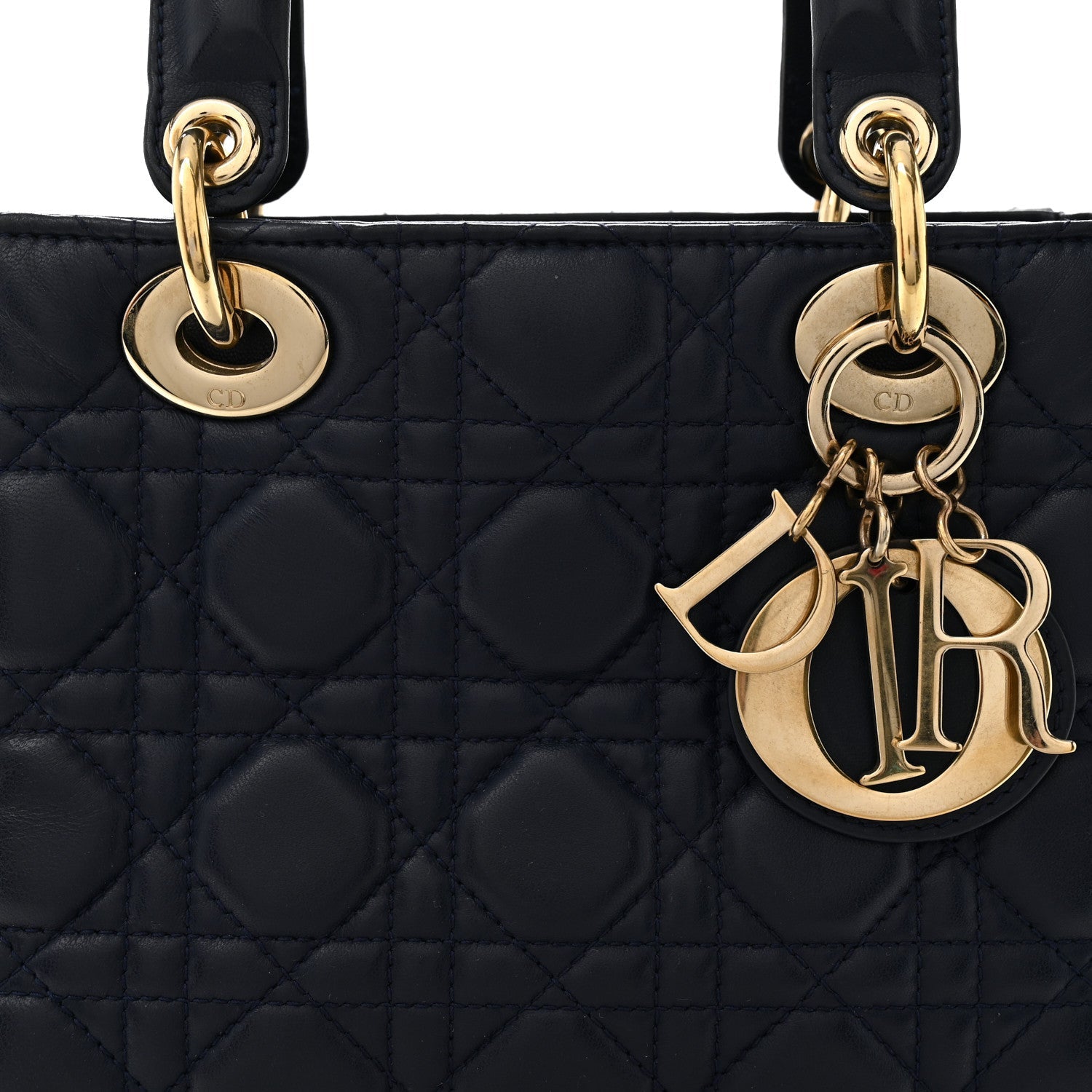 Christian Dior Lambskin Cannage Small Lucky Badges My Lady Dior Navy