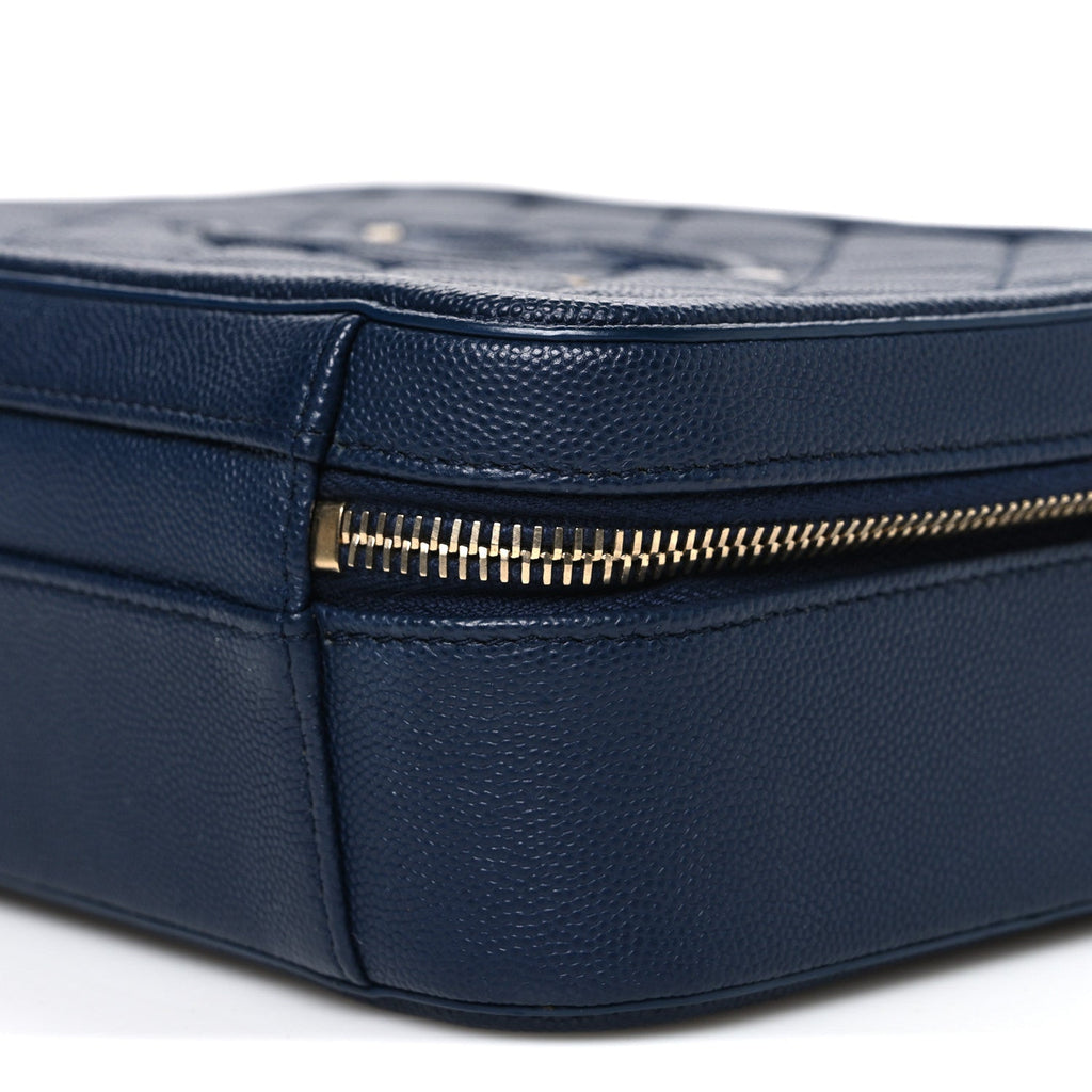 Chanel Caviar Quilted Medium CC Filigree Vanity Case Navy