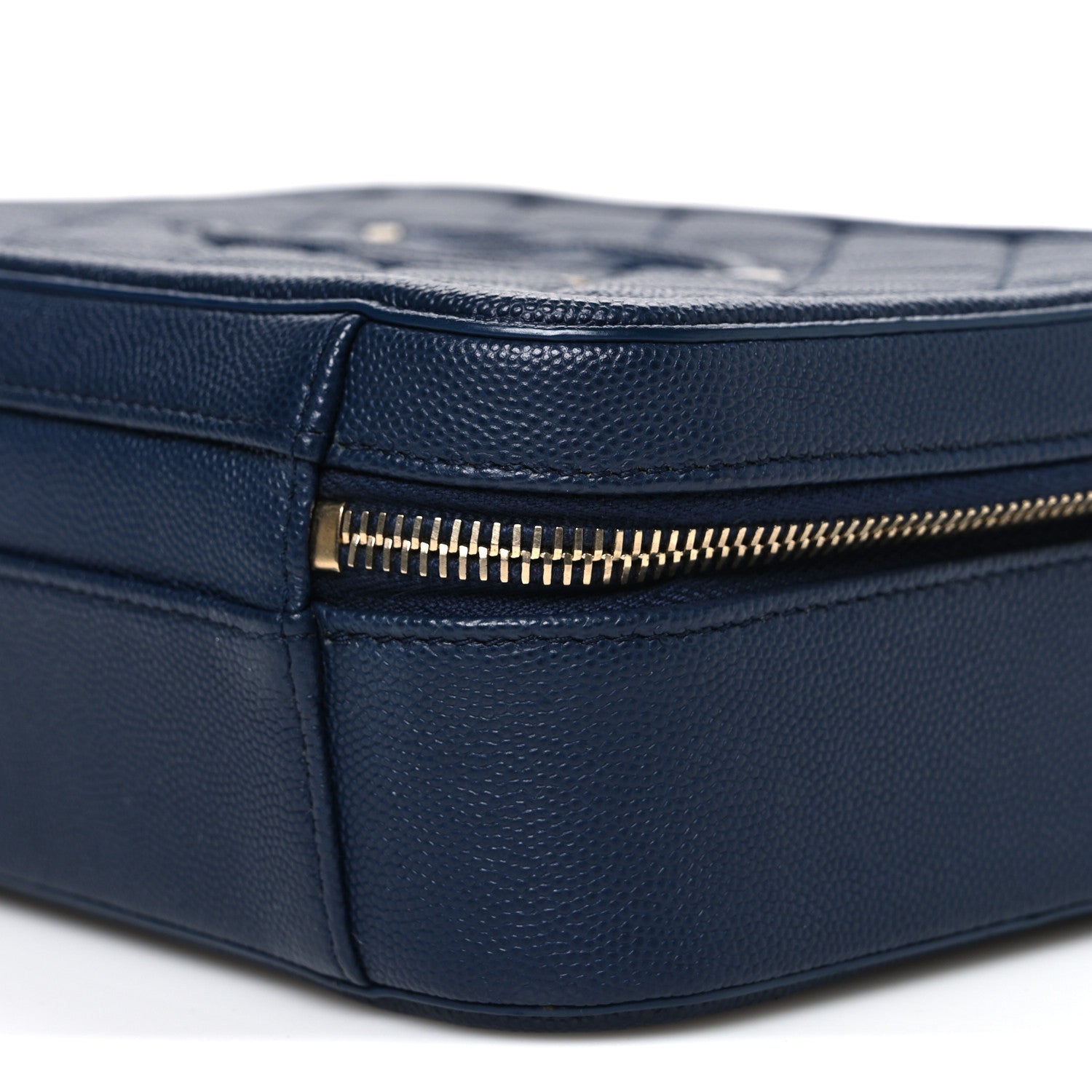 Chanel Caviar Quilted Medium CC Filigree Vanity Case Navy