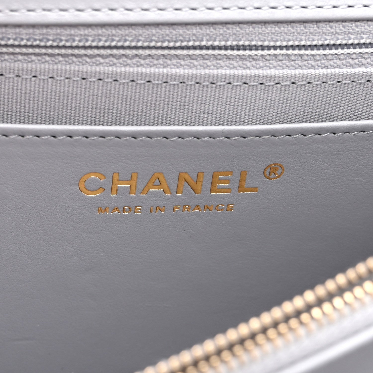 Chanel Caflskin Quilted Dual Handle Chain Flap Bag Grey