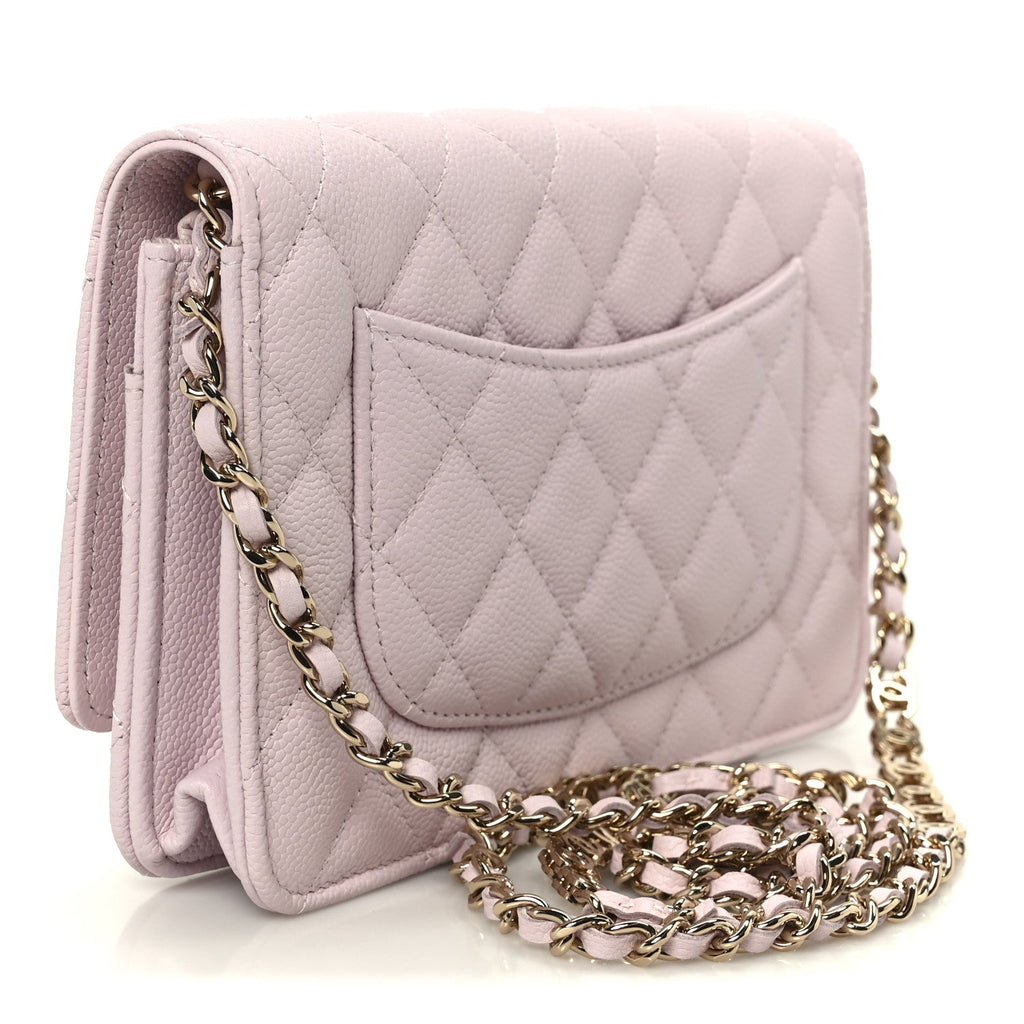 Chanel Caviar Quilted Tiny CC Wallet On Chain WOC Light Pink