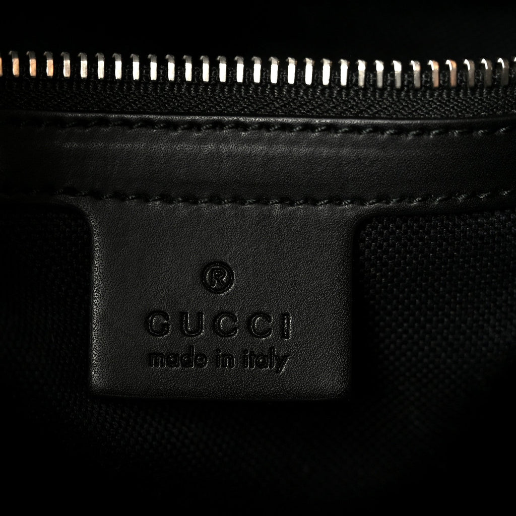 Gucci GG Supreme Monogram Appia Calfskin Web Flat Messenger Bag Black Grey
