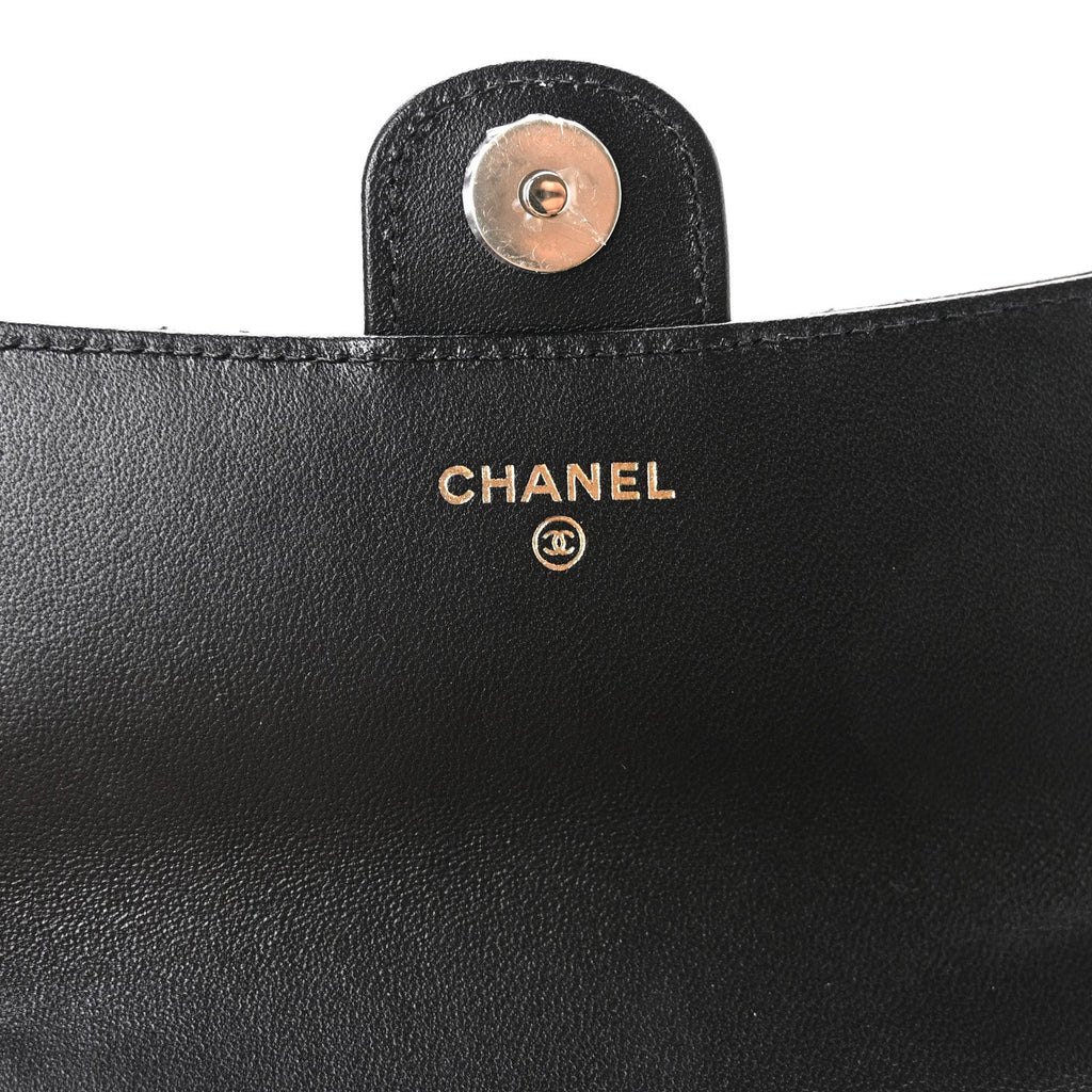 Chanel Lambskin Quilted Flap Phone Holder With Chain Black