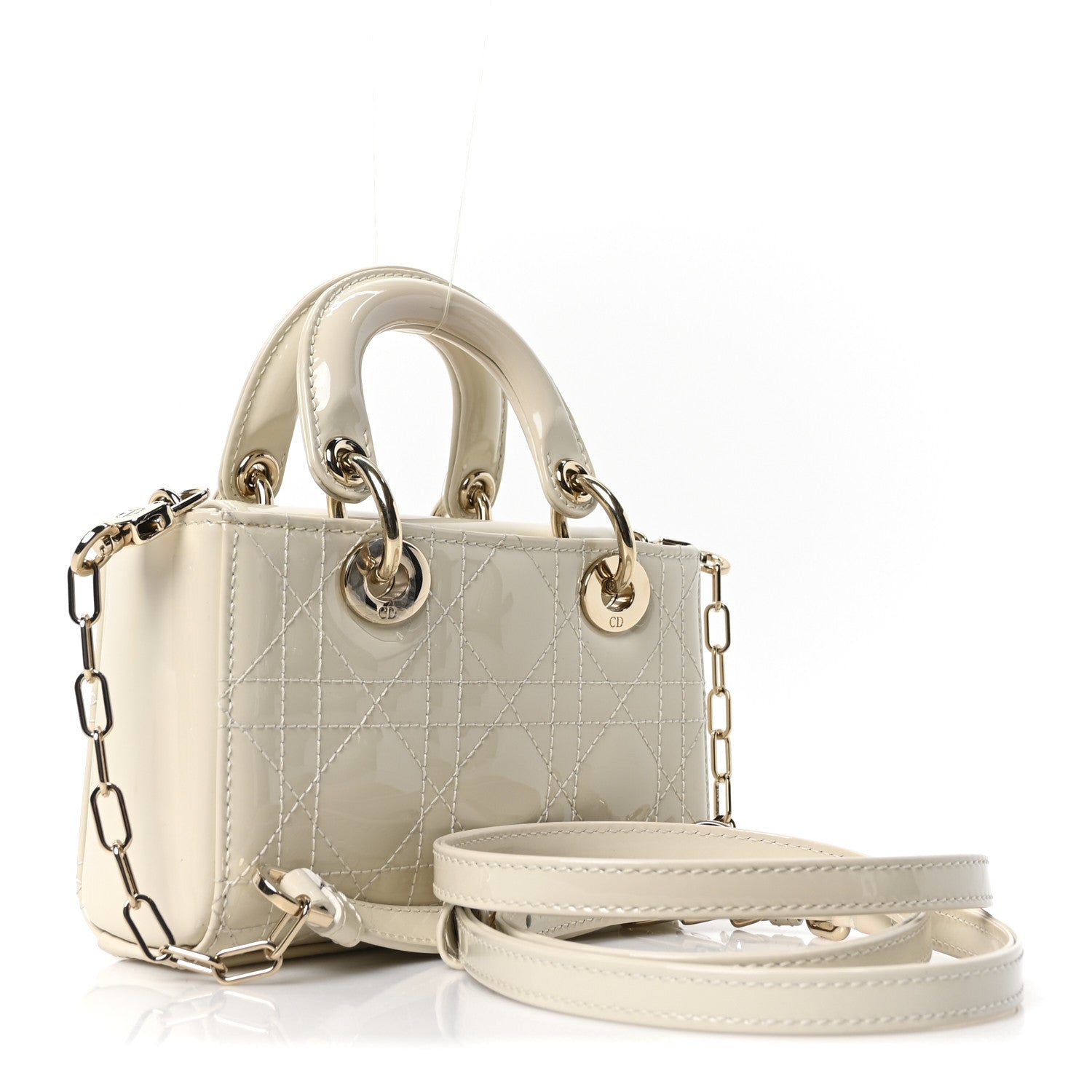 Christian Dior Patent Cannage Micro Lady D-Joy Latte