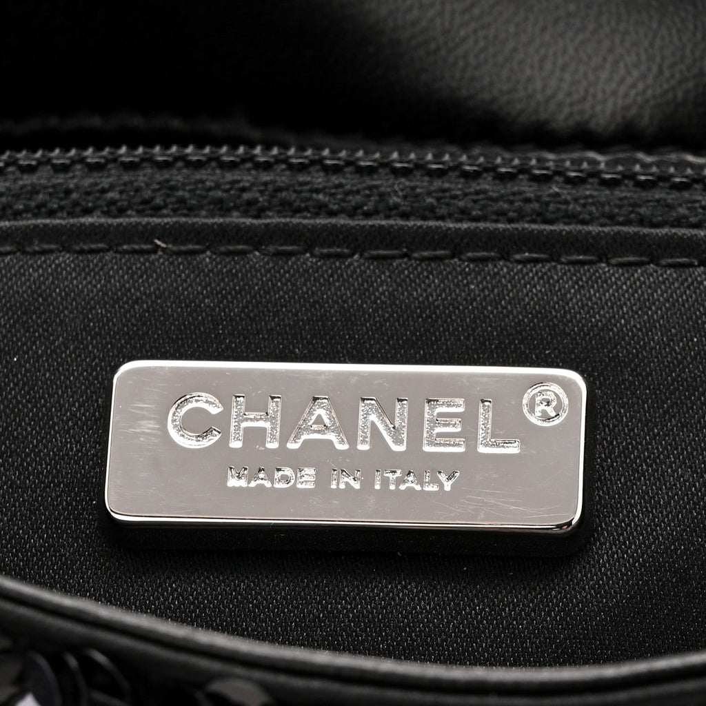 Chanel Sequins Chevron Mini Rectangular Flap Black