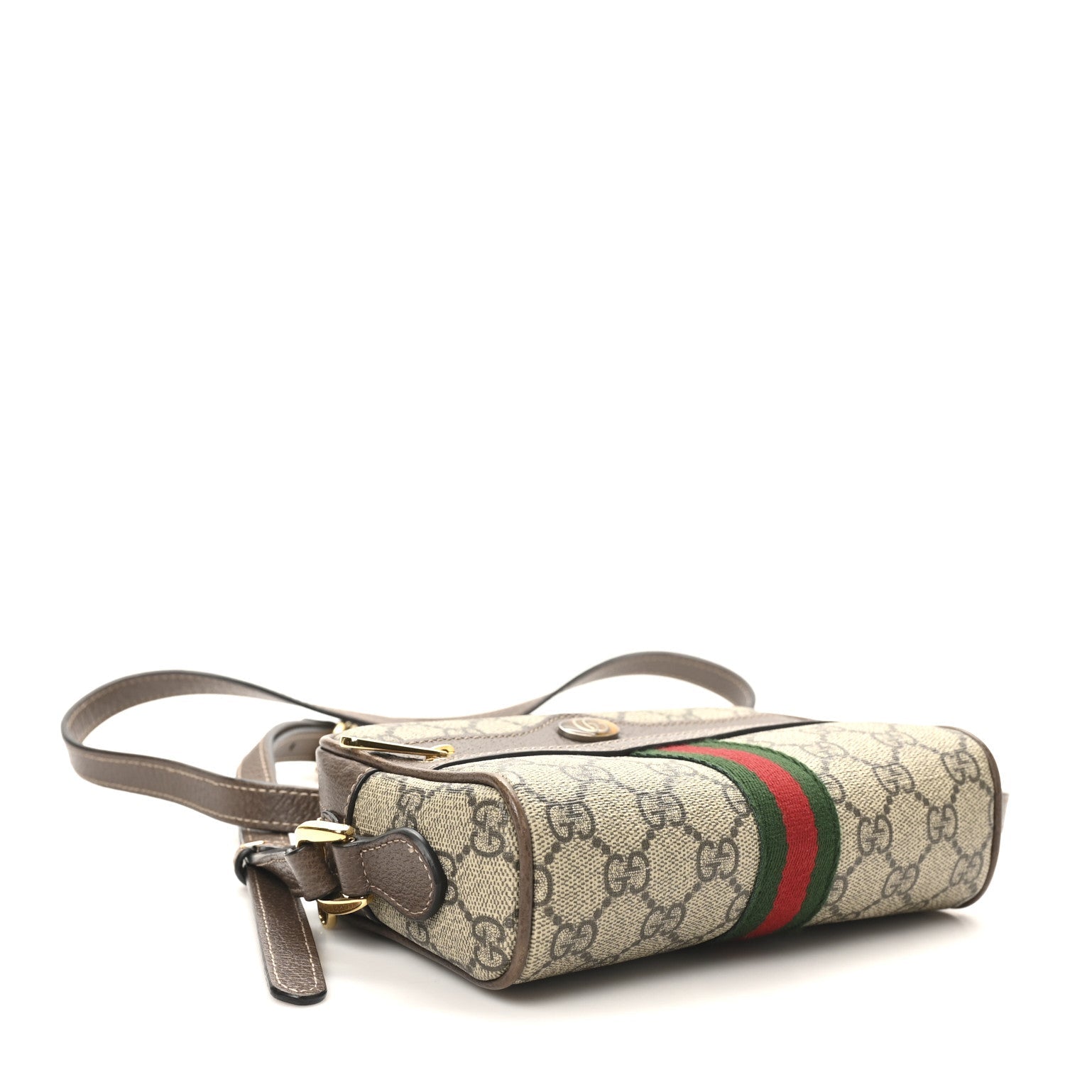 Gucci GG Supreme Monogram Web Mini Ophidia Shoulder Bag Brown