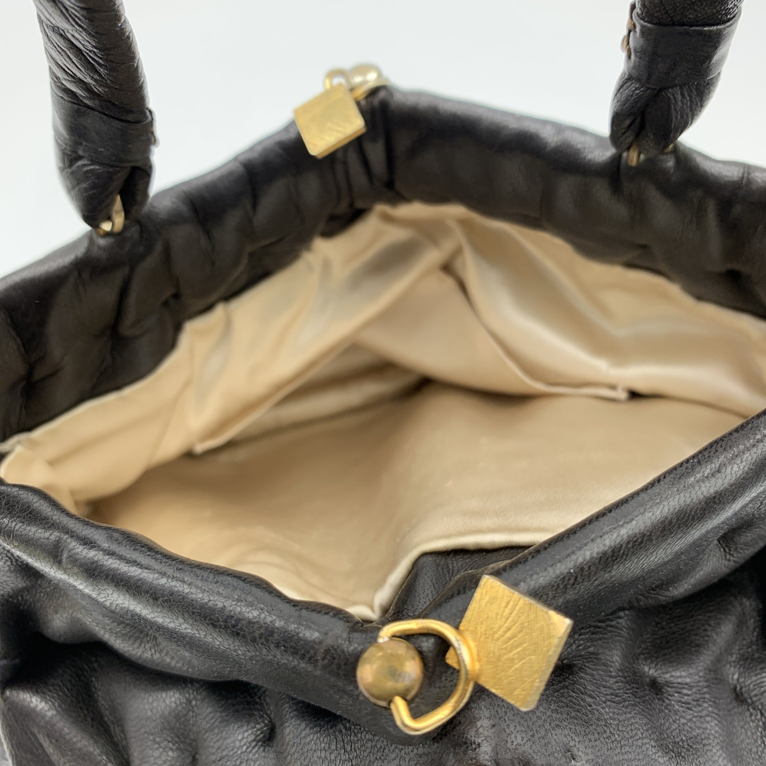 FENDI Vintage Rare Dark Brown Nappa Leather Handbag Satchel