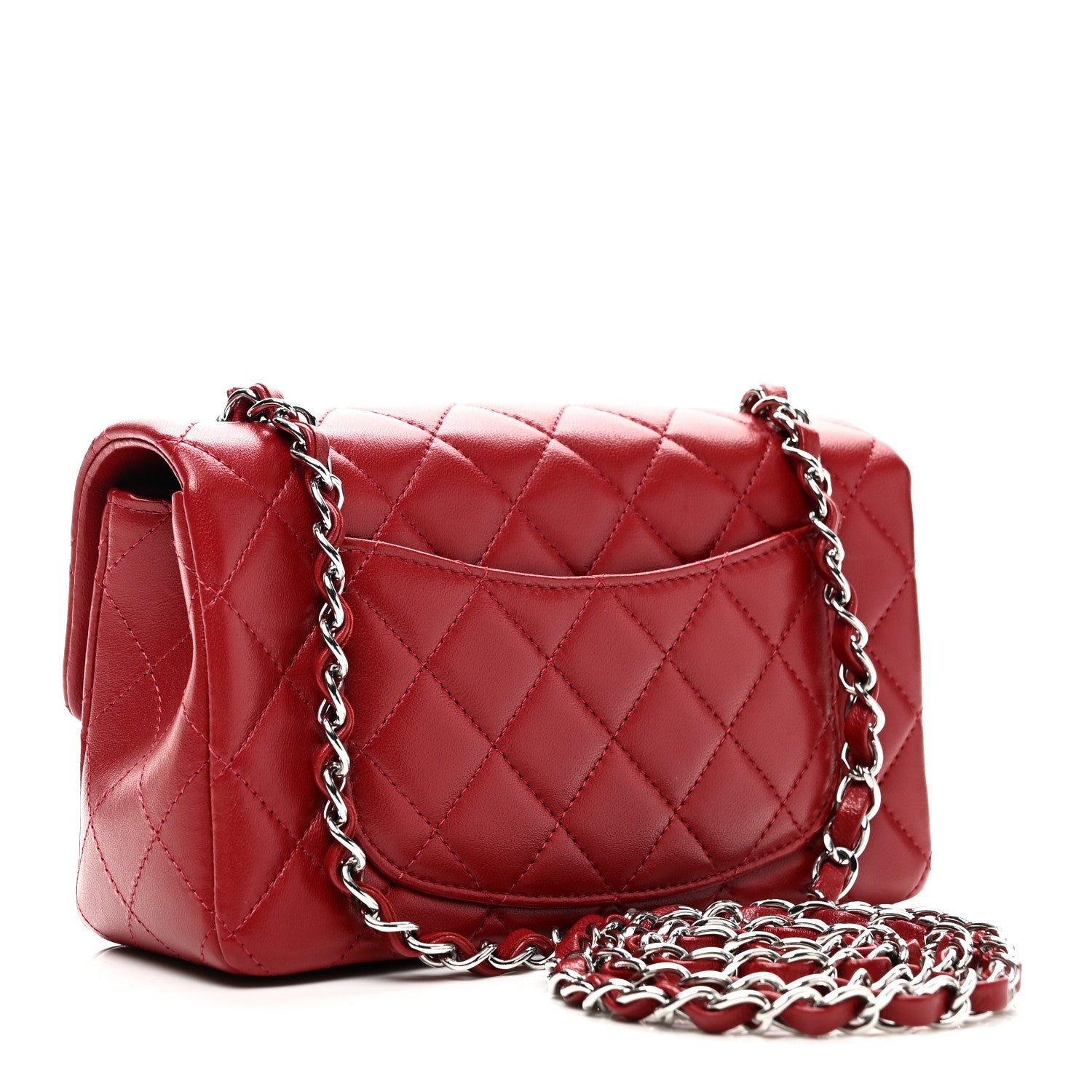 Chanel Lambskin Quilted Mini Rectangular Flap Red