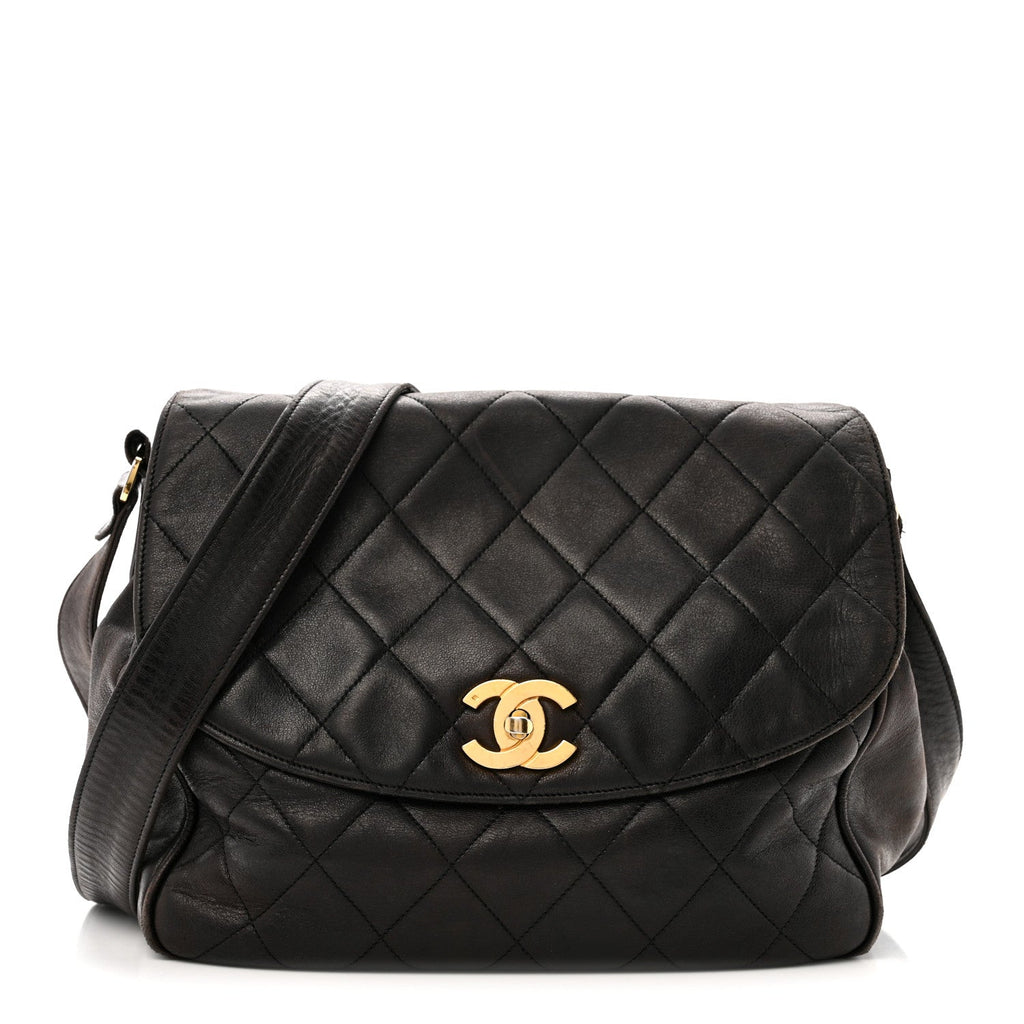 Chanel Lambskin Quilted Flap Shoulder Bag Black
