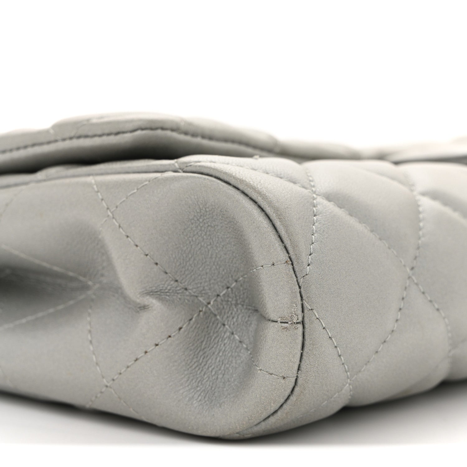 Chanel Metallic Lambskin Quilted Clutch With Chain Flap Silver