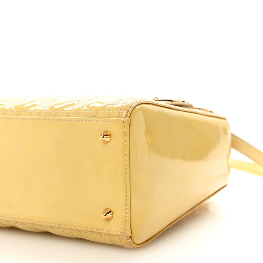 Christian Dior Patent Cannage Medium Lady Dior Beige
