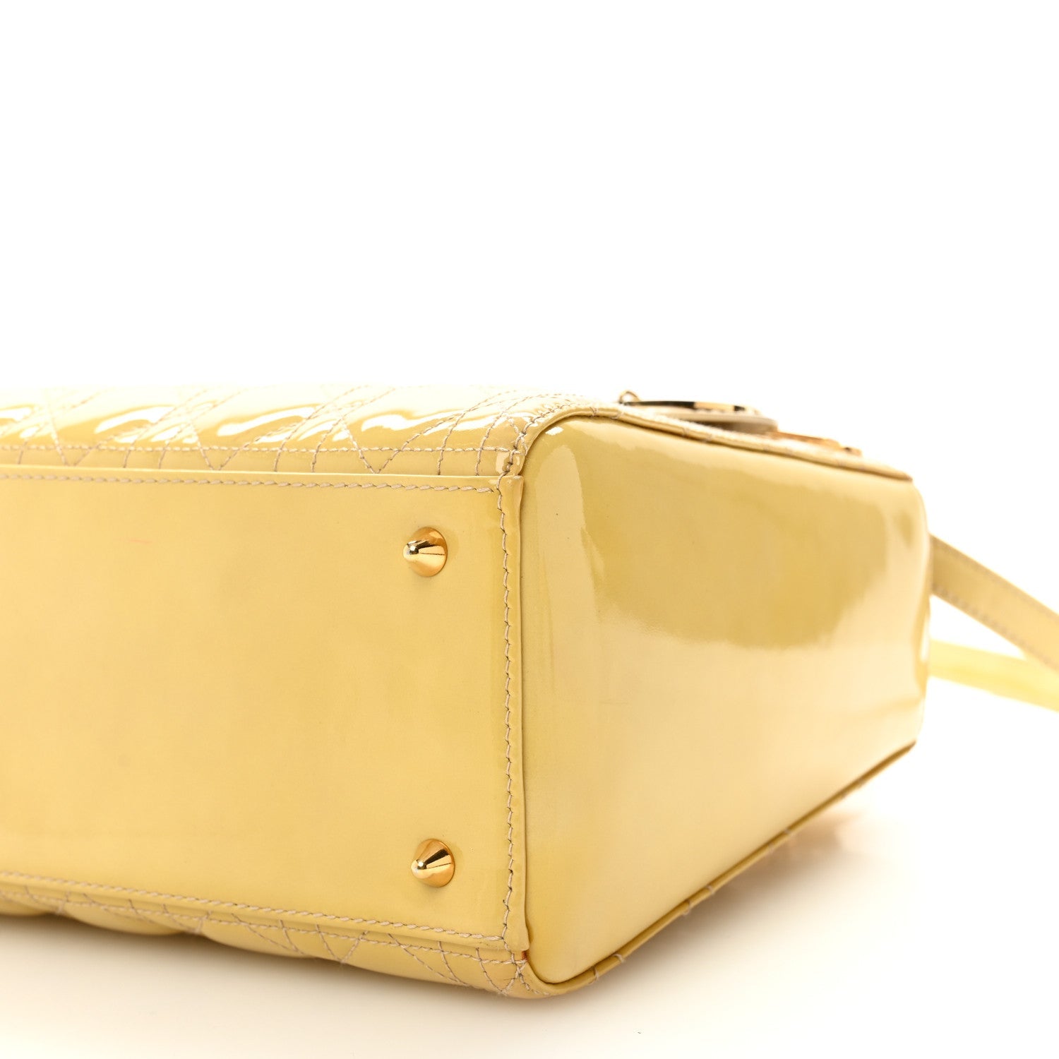 Christian Dior Patent Cannage Medium Lady Dior Beige