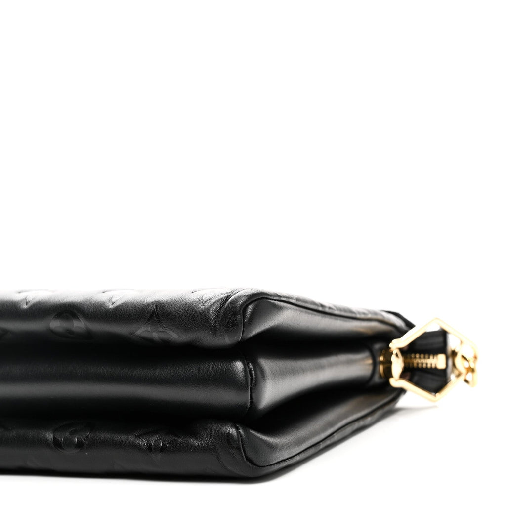 Louis Vuitton Lambskin Embossed Monogram Coussin PM Black