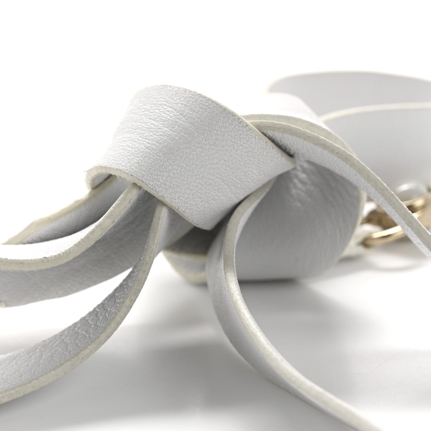 Beaded Calfskin CC Belt White