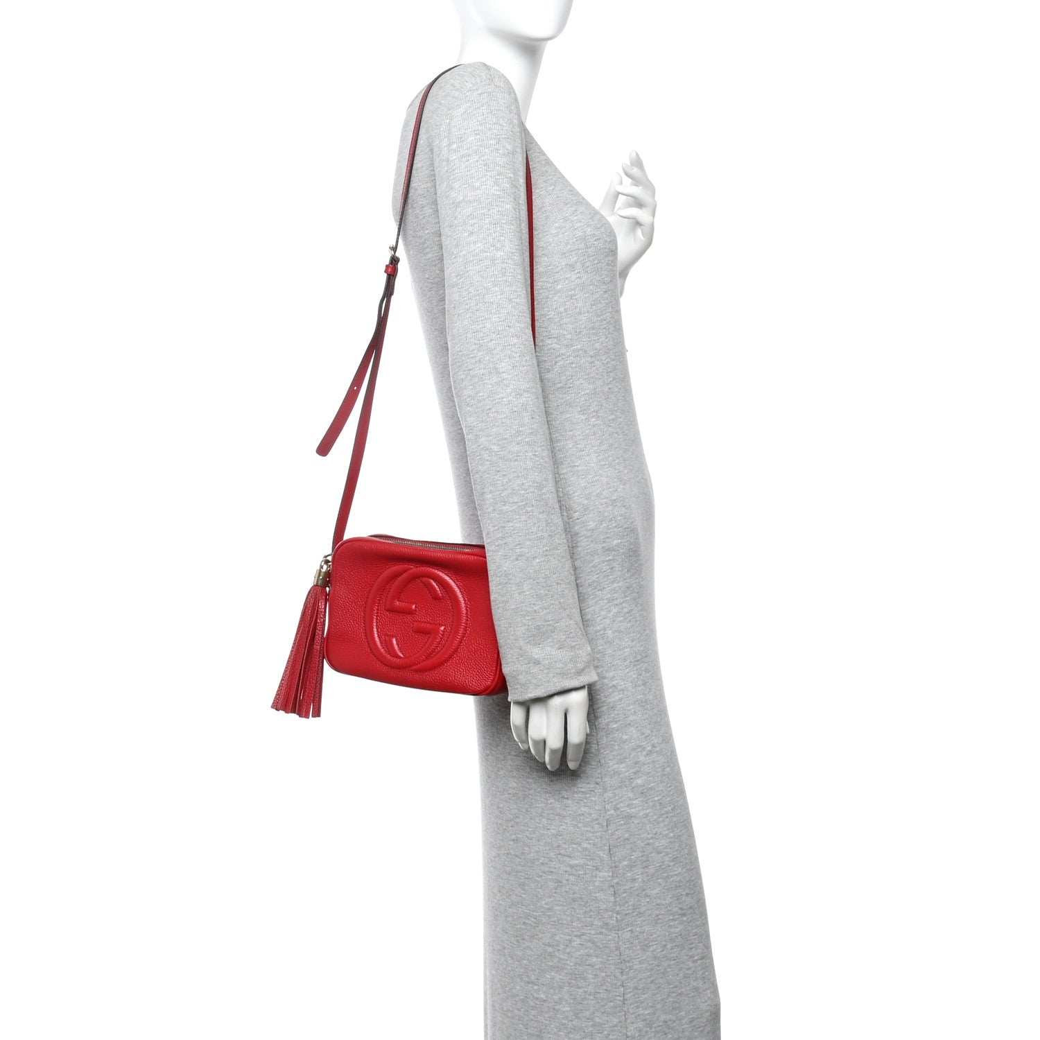 Gucci Pebbled Calfskin Small Soho Disco Bag Tabasco Red