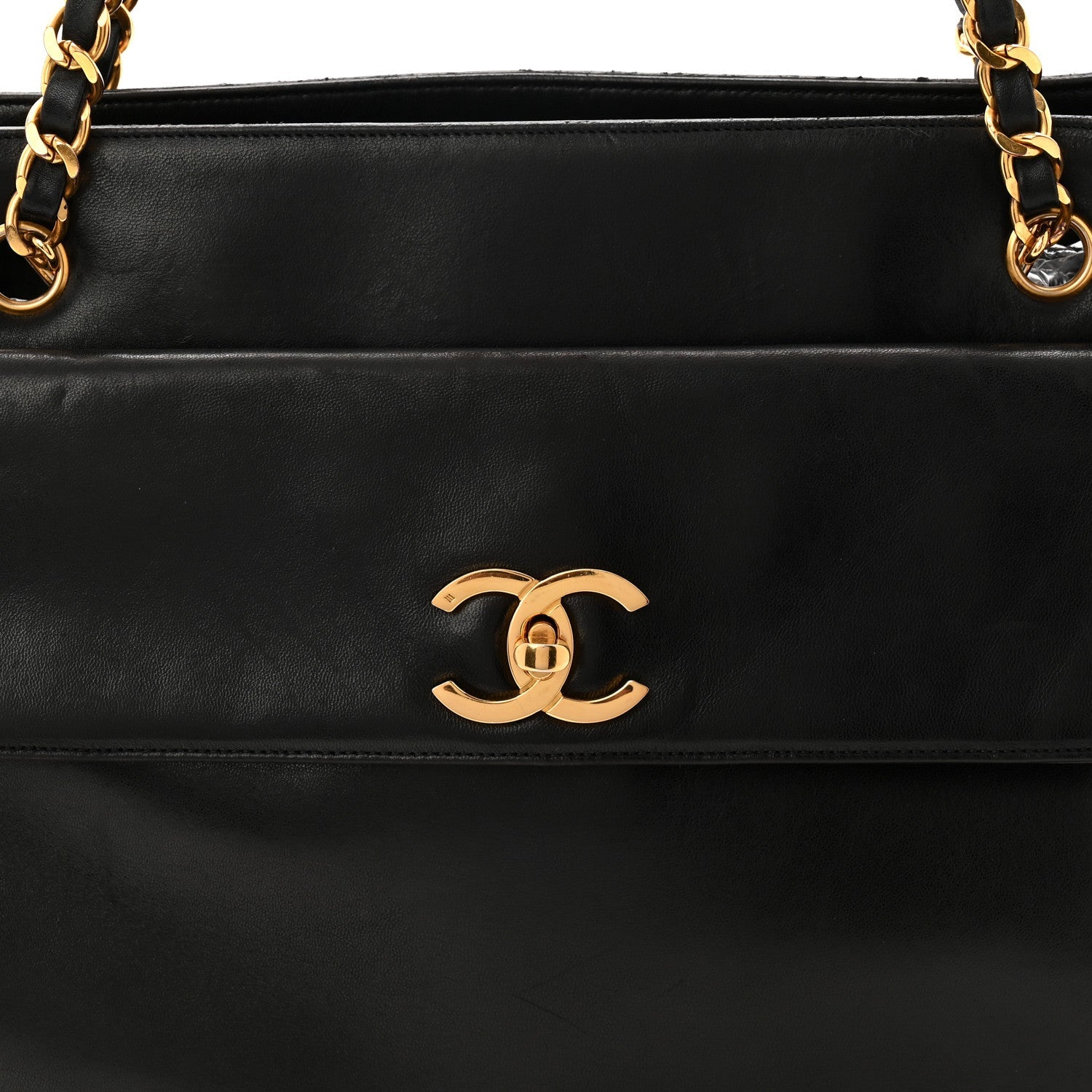 Chanel Lambskin CC Flap Shopping Tote Black