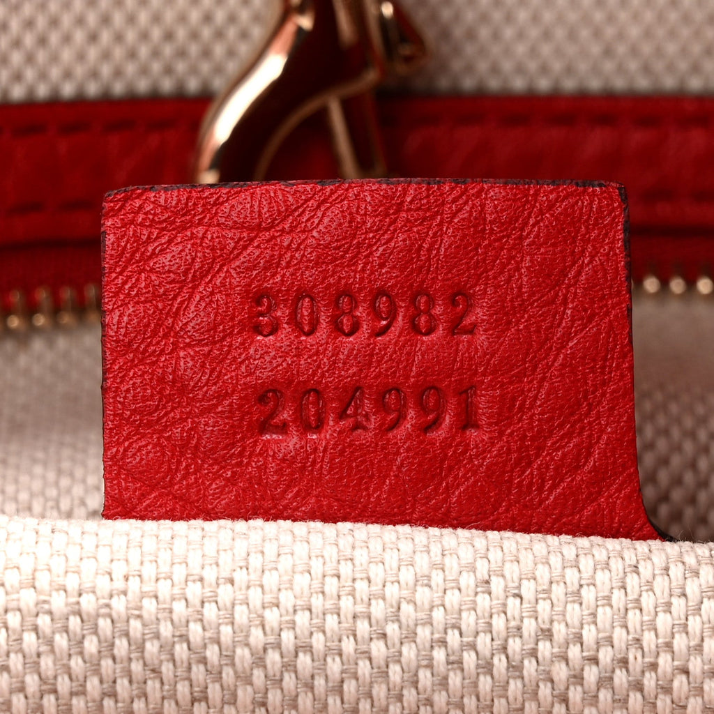 Gucci Pebbled Calfskin Medium Soho Chain Shoulder Bag Tabasco Red