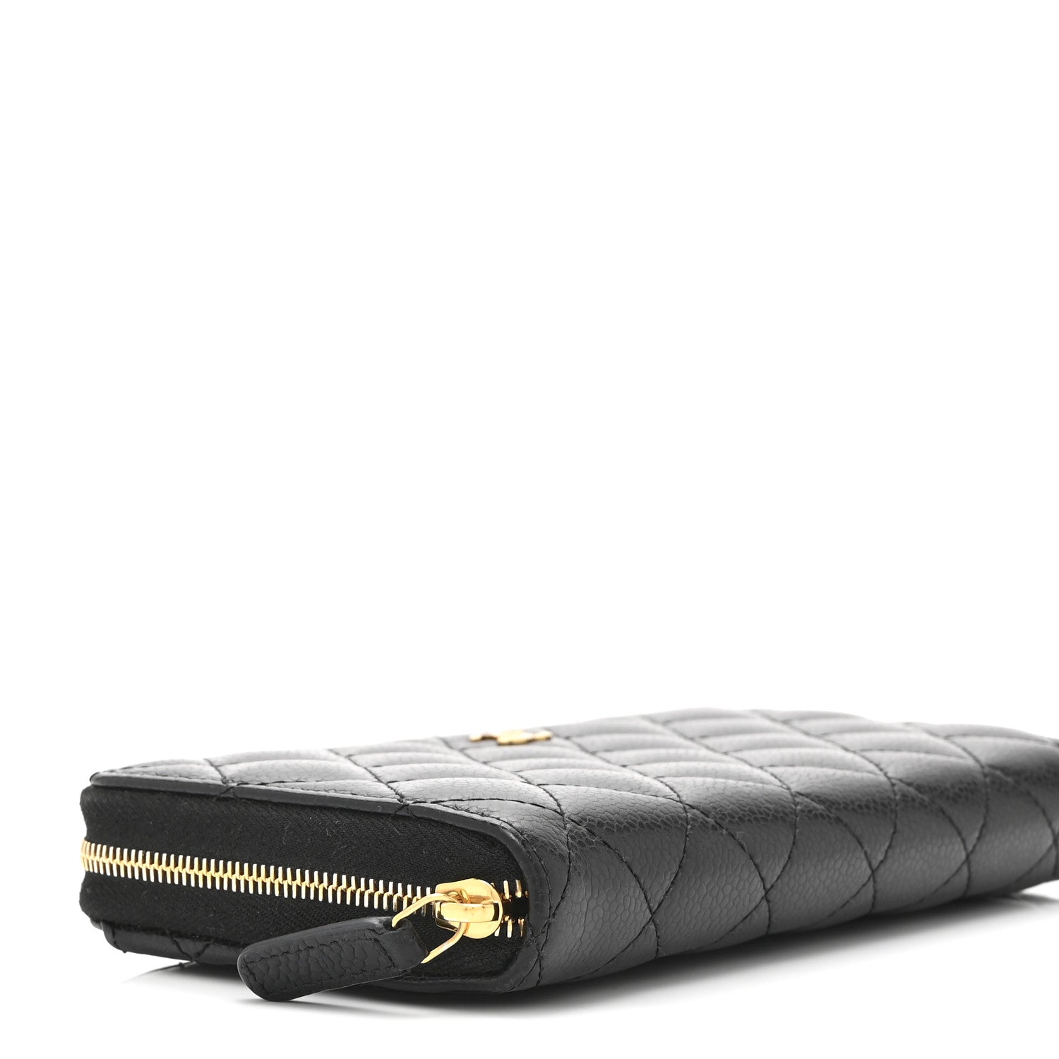 Caviar Quilted Large Gusset Zip Around Wallet Black