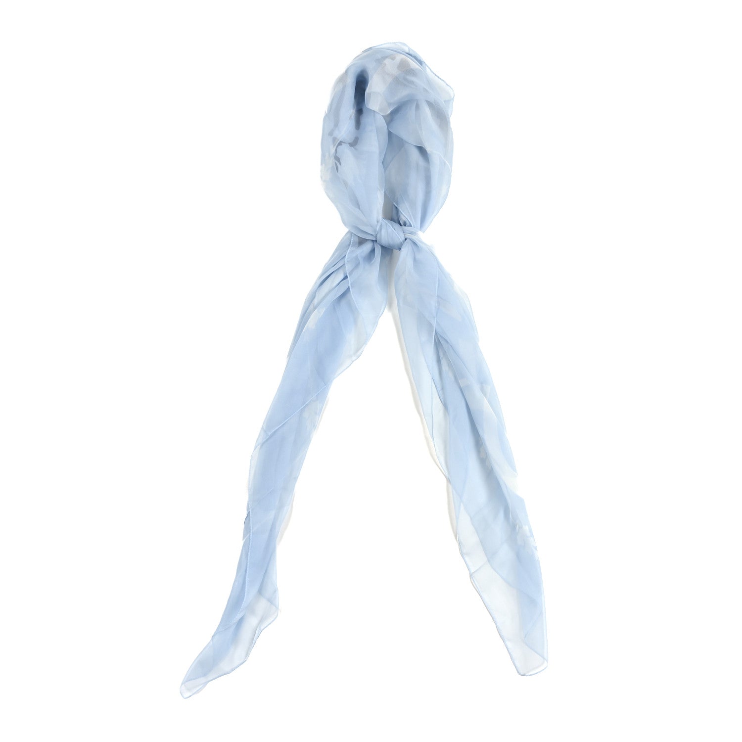 Chanel Silk Tiger Paris Bombay Scarf Light Blue