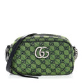 Gucci Monogram Multicolor Matelasse Diagonal Small GG Marmont Chain Shoulder Bag Green Blue