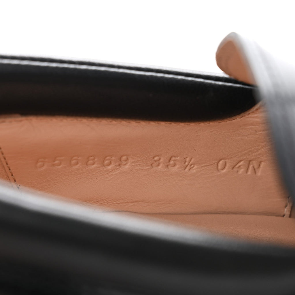 Gucci Magnum Calfskin Nappa Samoa Womens Horsebit Platform Chunky Lug Sole 40mm Loafers 35.5 Black
