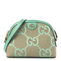 Gucci Monogram Jumbo GG Textured Dollar Calfskin Small Ophidia Dome Shoulder Bag Beige Pepperlight Mint