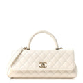 Chanel Caviar Quilted Maxi East West Coco Handle Flap White