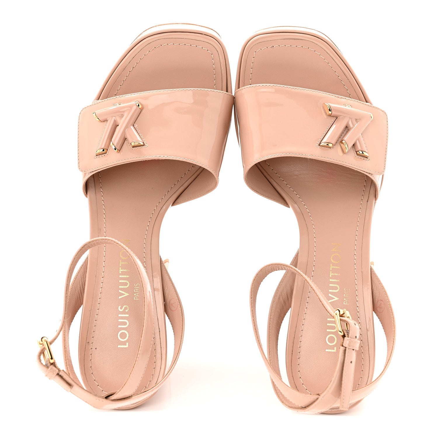 Louis Vuitton Patent Shake Platform Sandal 39.5 Nude Pink