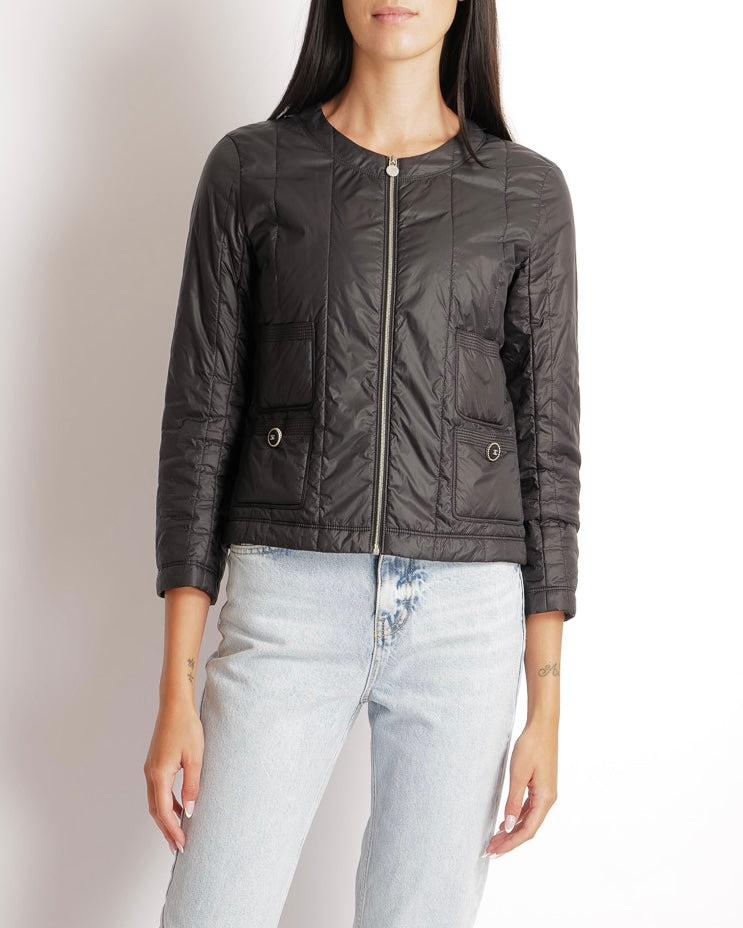Chanel 13K Black Windbreaker Jacket with Silver Zipper and Black and Silver CC Logo Buttons Size FR 36 (UK 8)