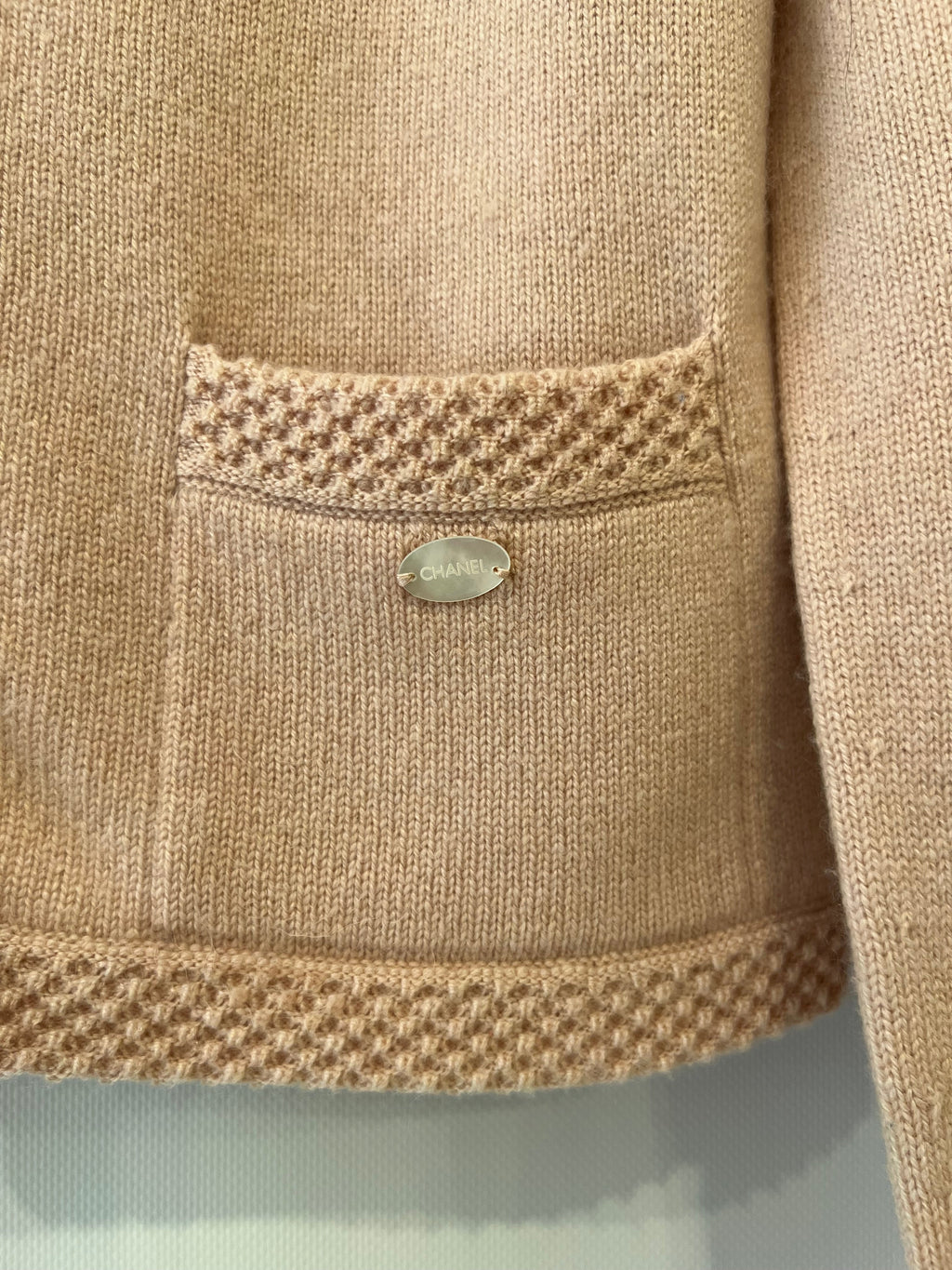 Chanel 05/S Vintage Pink Cashmere Cardigan with Floral Crystals Size FR 38 (UK 10)
