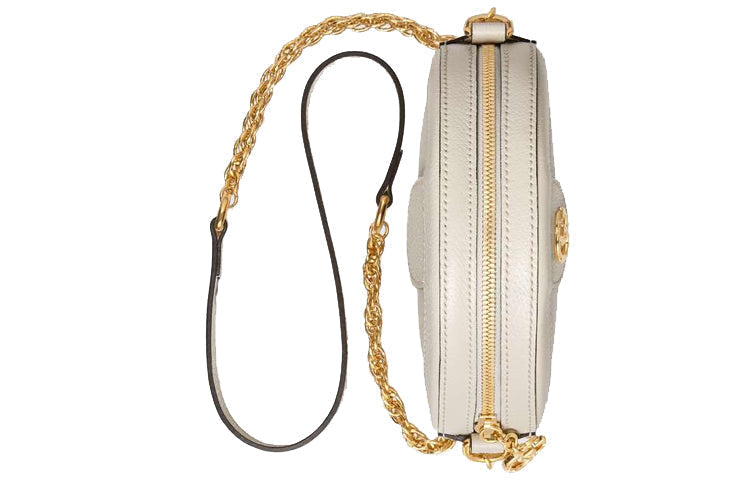 (WMNS) GUCCI Ophidia Gold Logo Stripe Webbing Leather Chain Shoulder Messenger Bag Mini White 550618-CWG1G-8454