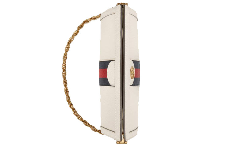(WMNS) GUCCI Ophidia Gold Logo Stripe Webbing Leather Chain Shoulder Messenger Bag Small White Classic 503877-DJ2DG-8454