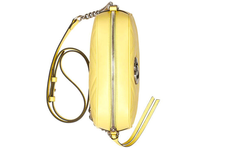(WMNS) GUCCI GG Marmont Silver Logo Messenger Bag Yellow 447632-DTD1Y-7412
