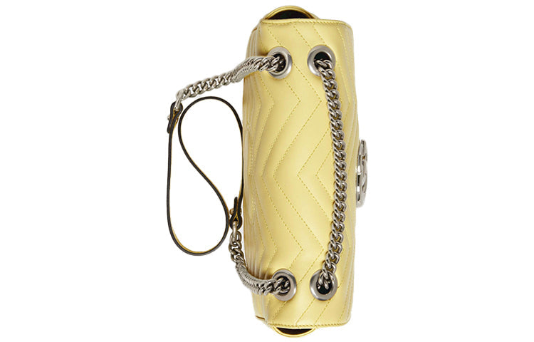 (WMNS) GUCCI GG Marmont Series LeatherChain bag SatchelSingle Shoulder Bag Small MacaroonYellow 443497-DTDIY-7412