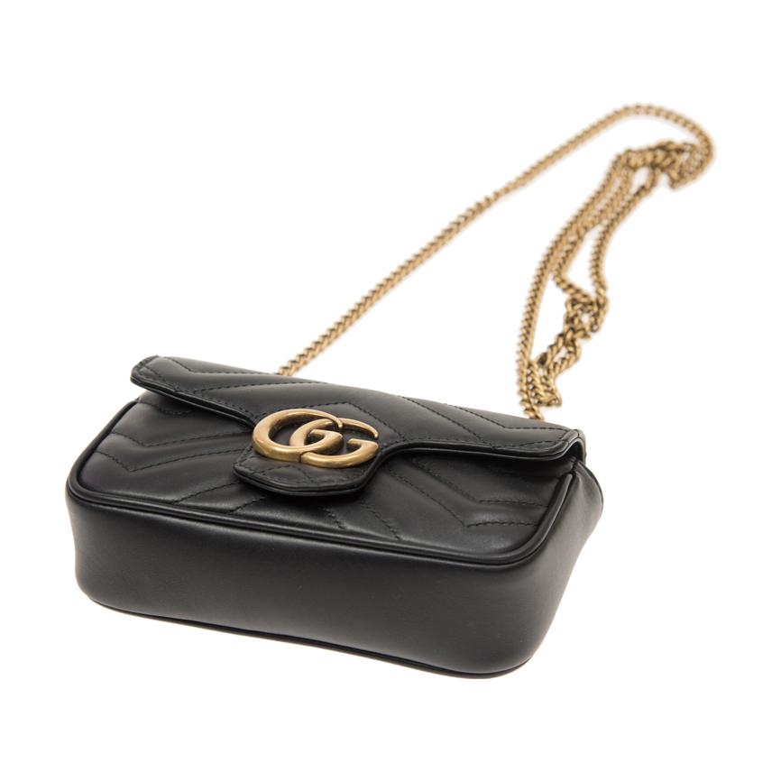 GUCCI GG Marmont Matelasse leather super mini bag 'Black' 476433-DSVRT-1000