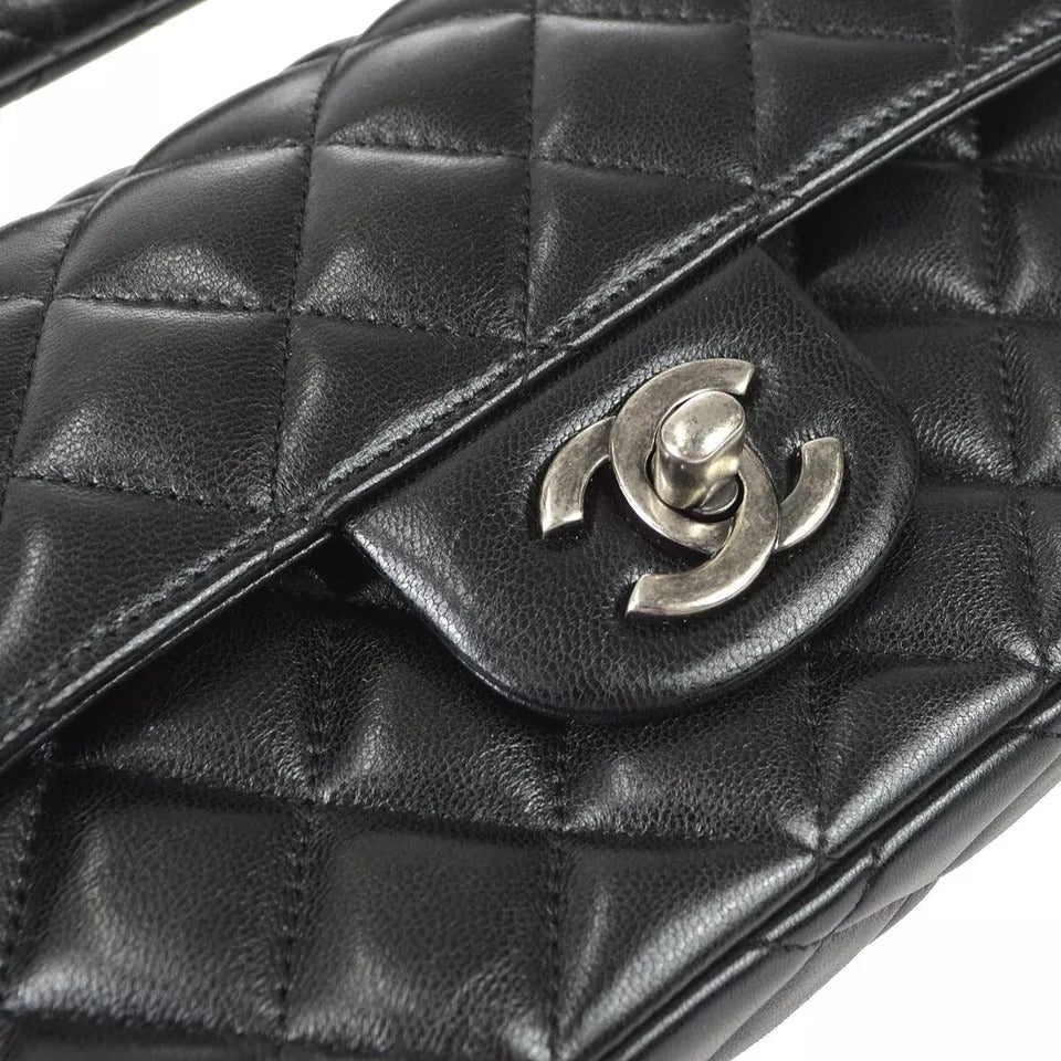 Chanel Black Lambskin Around the World Handbag