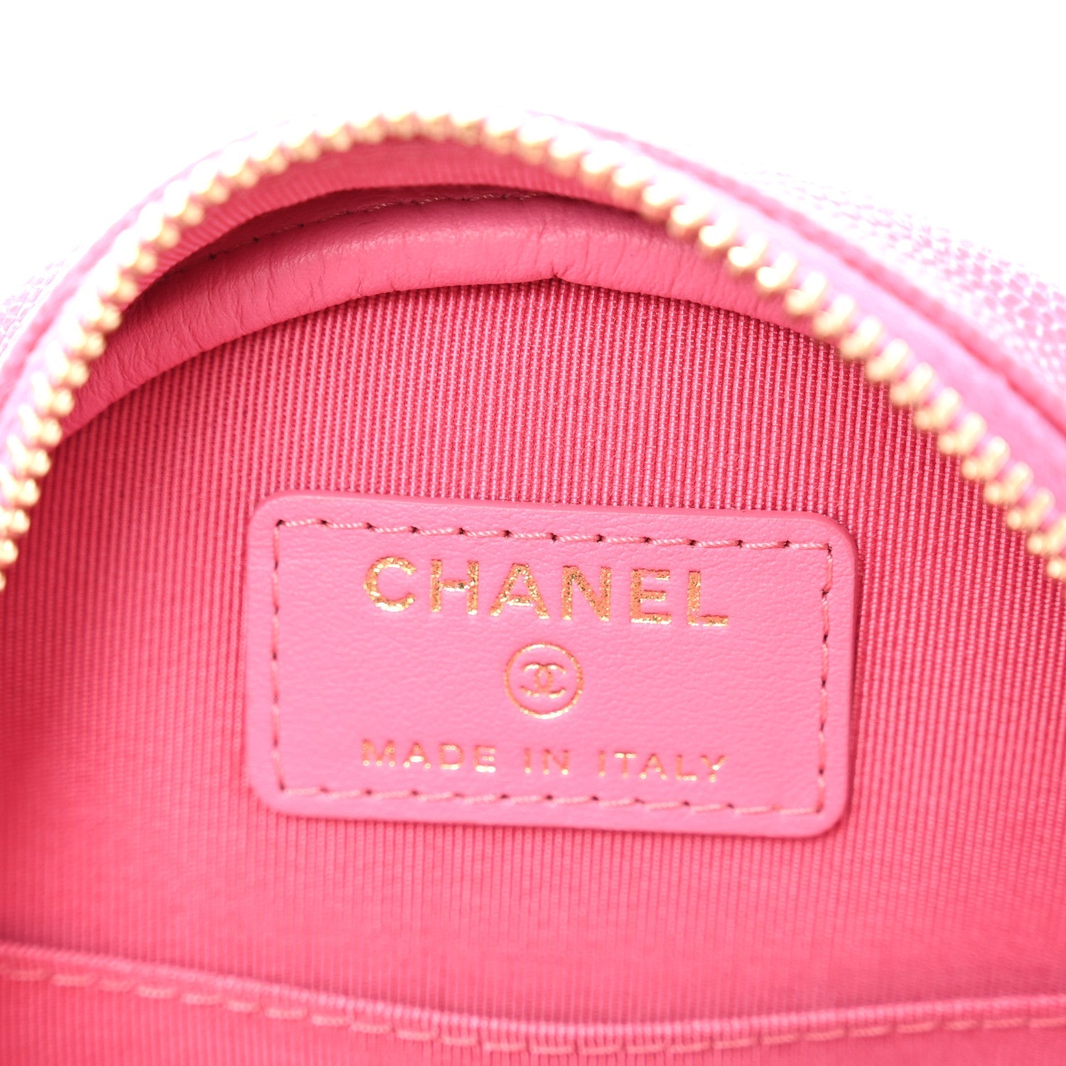 Chanel Caviar Quilted Round Clutch With Chain Pink