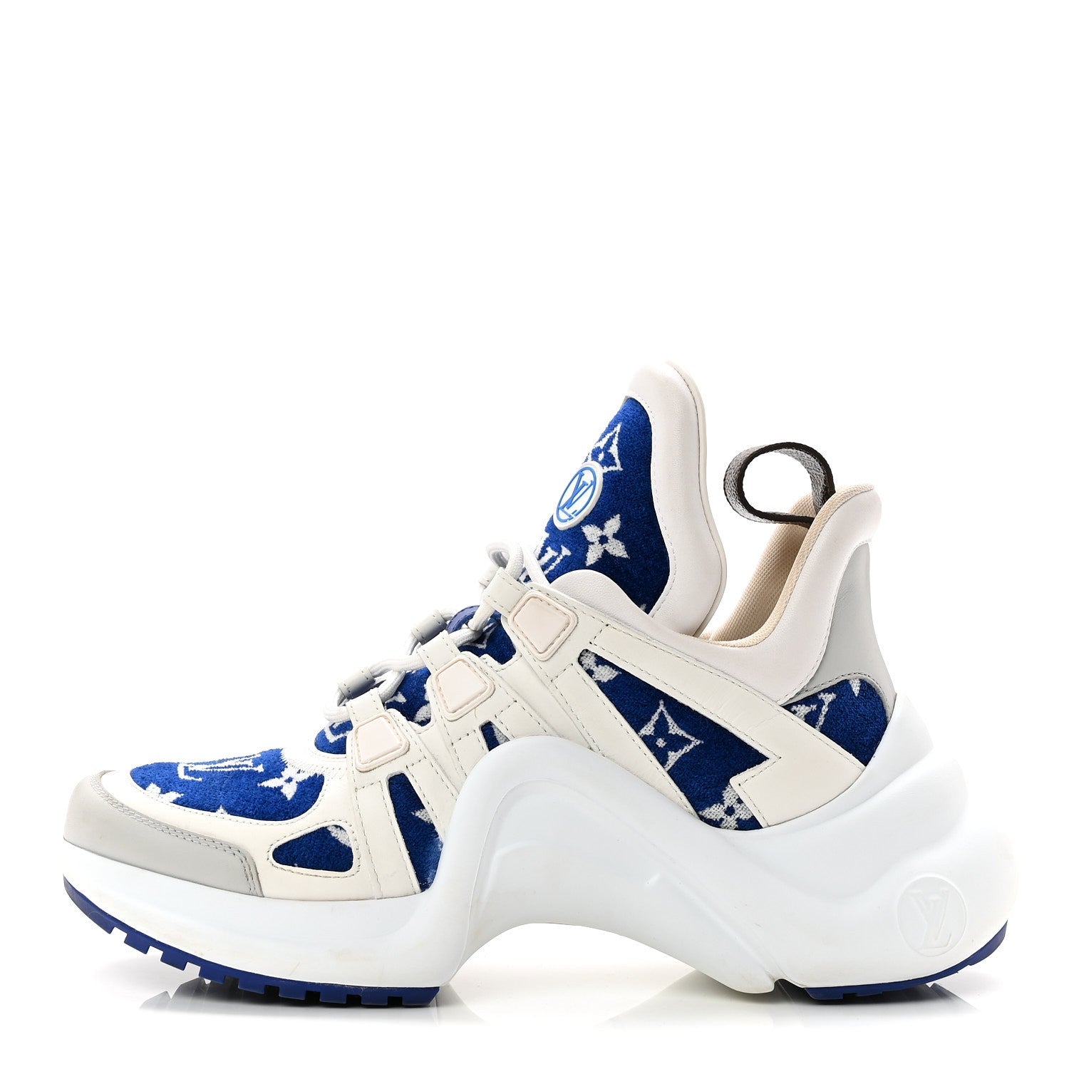 Louis Vuitton Jacquard Velvet Monogram LV Archlight Sneakers 37 White Blue
